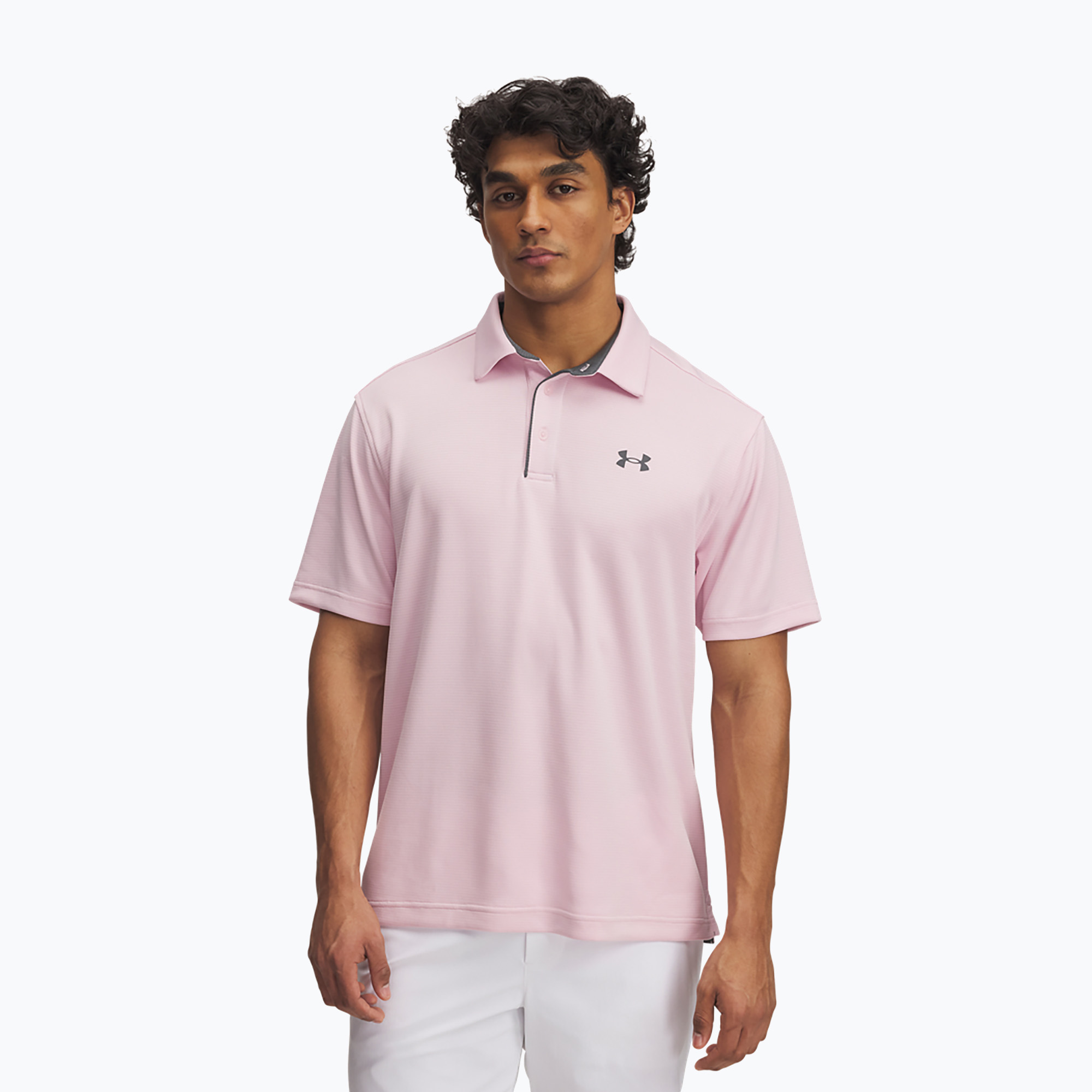 Koszulka polo męska Under Armour Tech Polo prime pink/pitch gray 