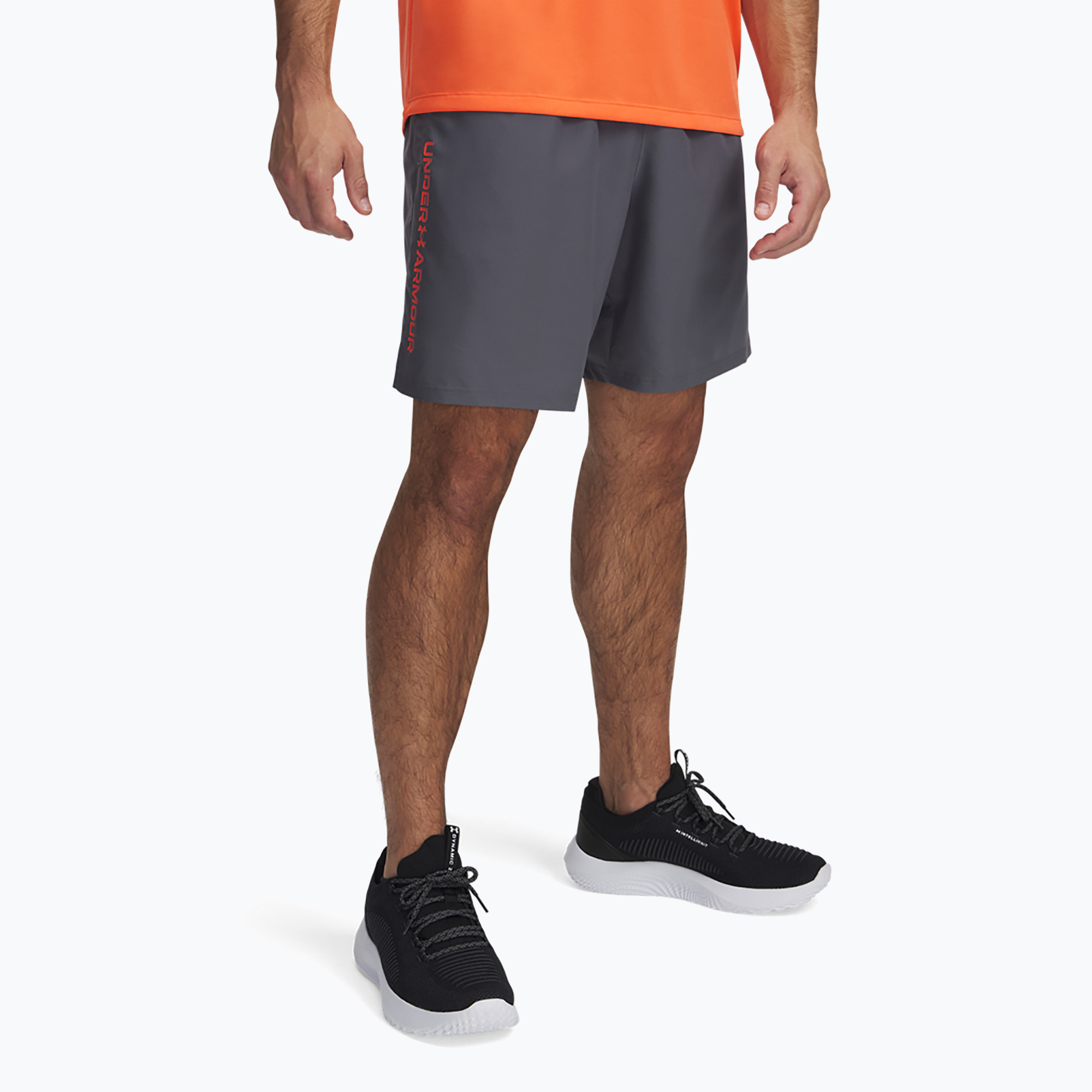 Spodenki treningowe męskie Under Armour Woven Wordmark castlerock/fire | WYSYŁKA W 24H | 30 DNI NA ZWROT