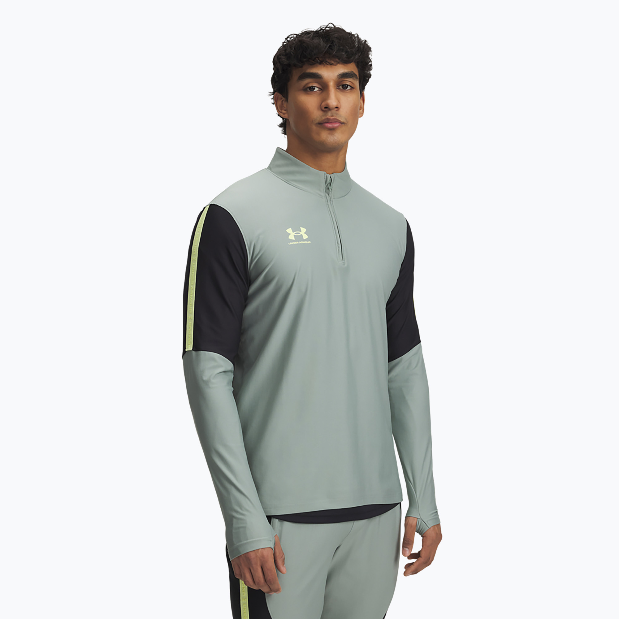 Bluza piłkarska męska Under Armour Challenger Pro 1/4 Zip silica green/black/sonic yellow 