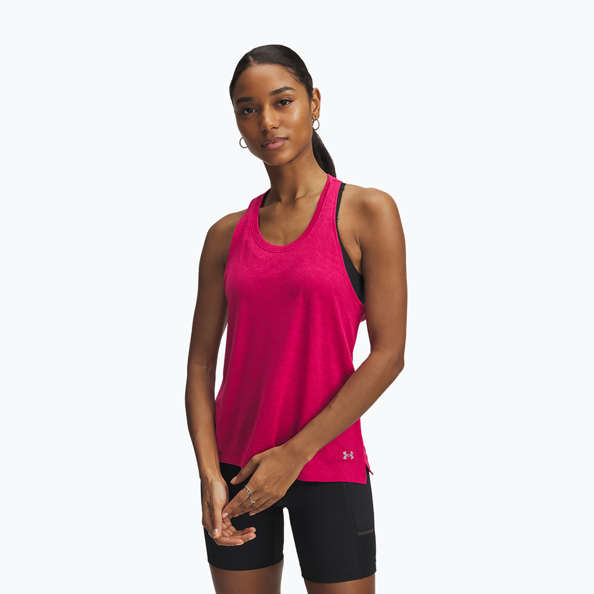 Koszulka do biegania damska Under Armour Launch Camo Singlet shaded fuchsia/reflective 