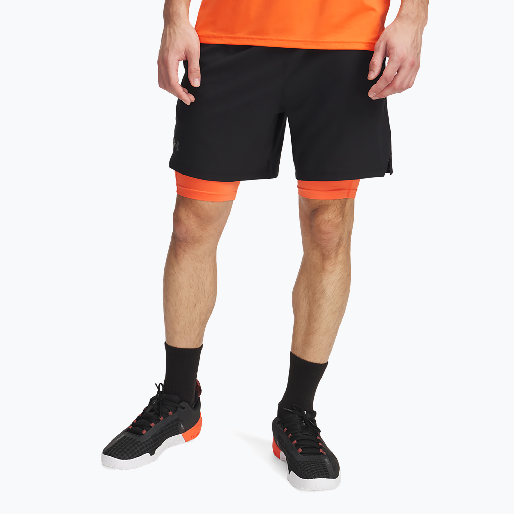 Spodenki treningowe męskie Under Armour Vanish Woven 2In1 Sts black/fire/pitch gray | WYSYŁKA W 24H | 30 DNI NA ZWROT