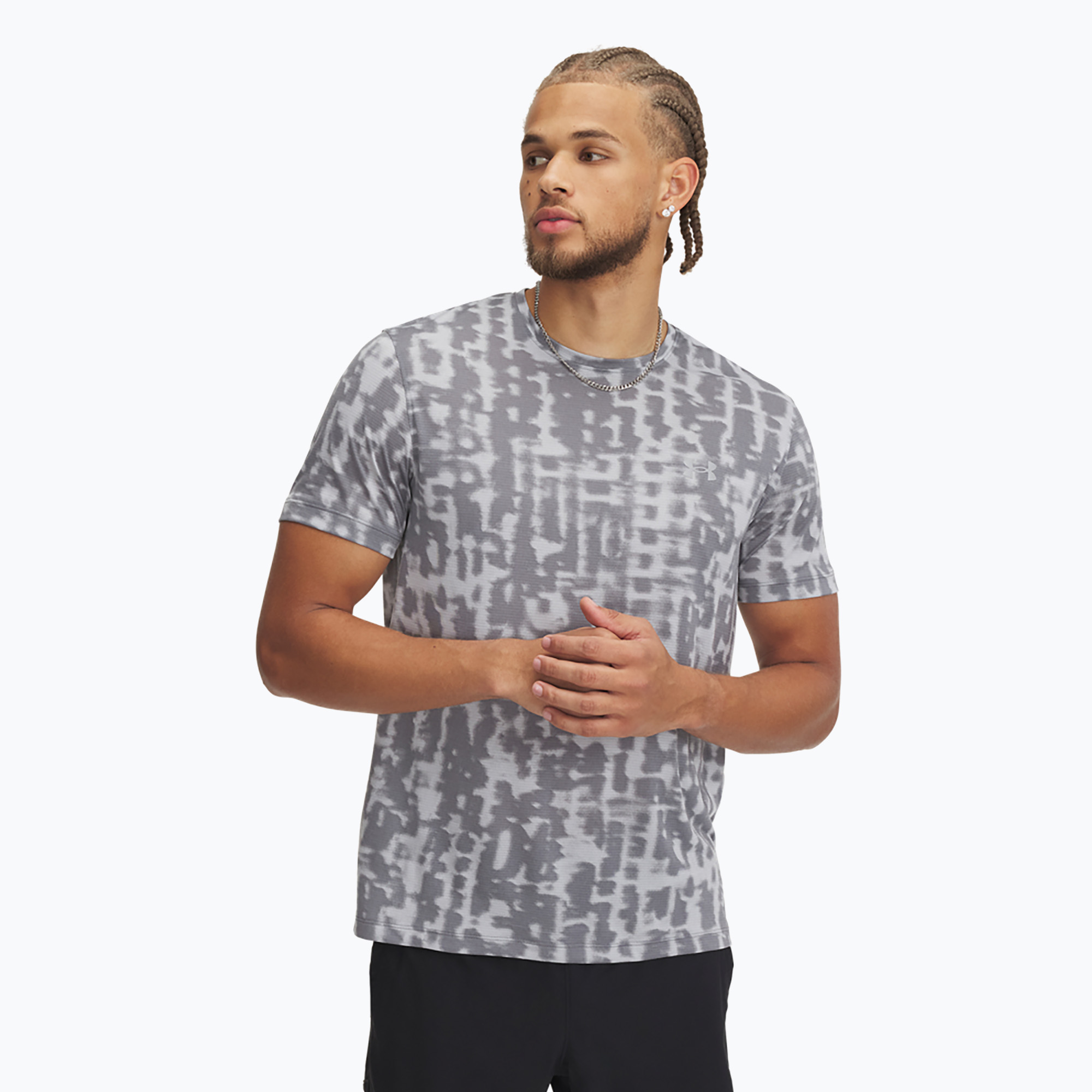 Koszulka do biegania męska Under Armour Launch Printed mod gray/titan gray/reflective | WYSYŁKA W 24H | 30 DNI NA ZWROT