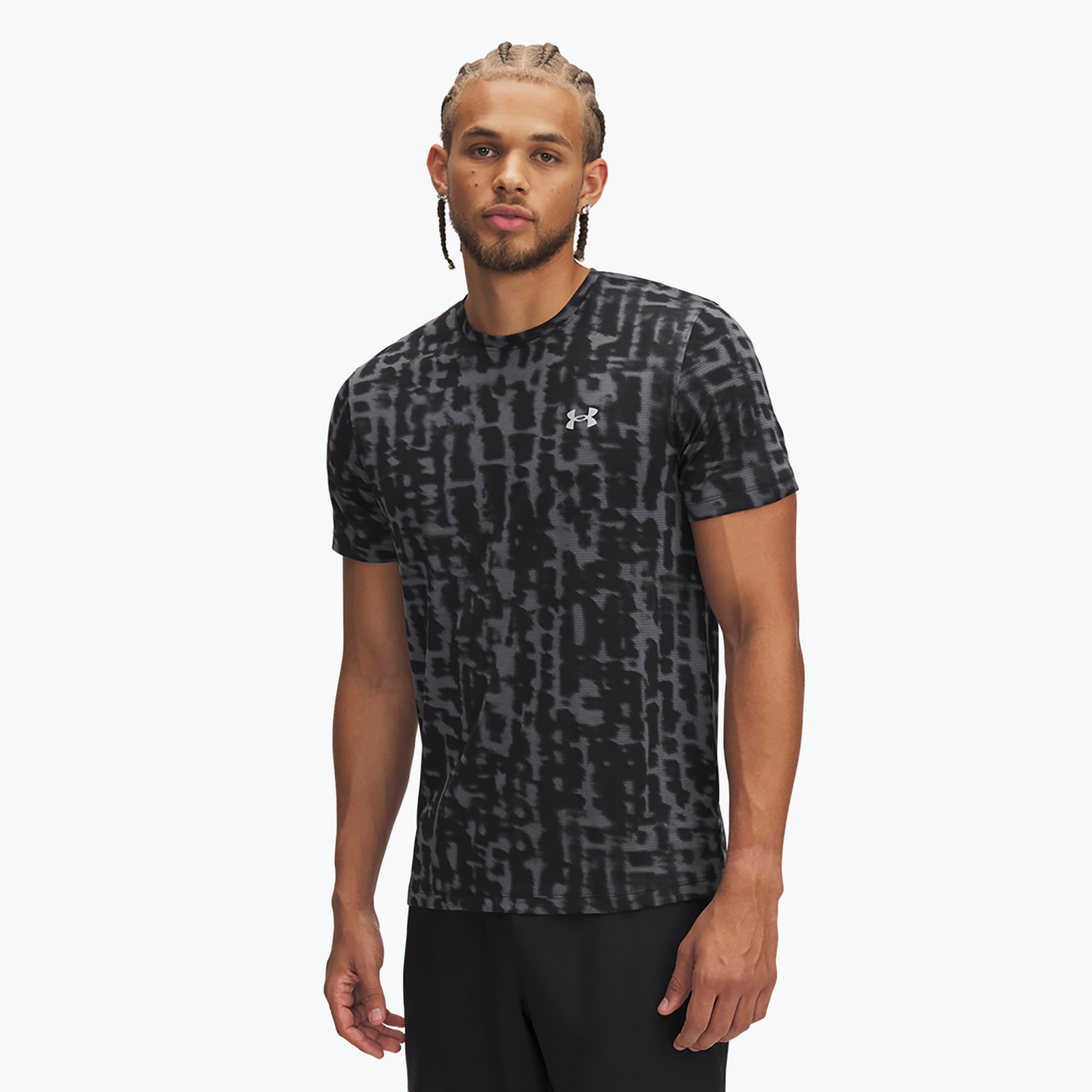 Koszulka do biegania męska Under Armour Launch Printed black/anthracite/reflective | WYSYŁKA W 24H | 30 DNI NA ZWROT