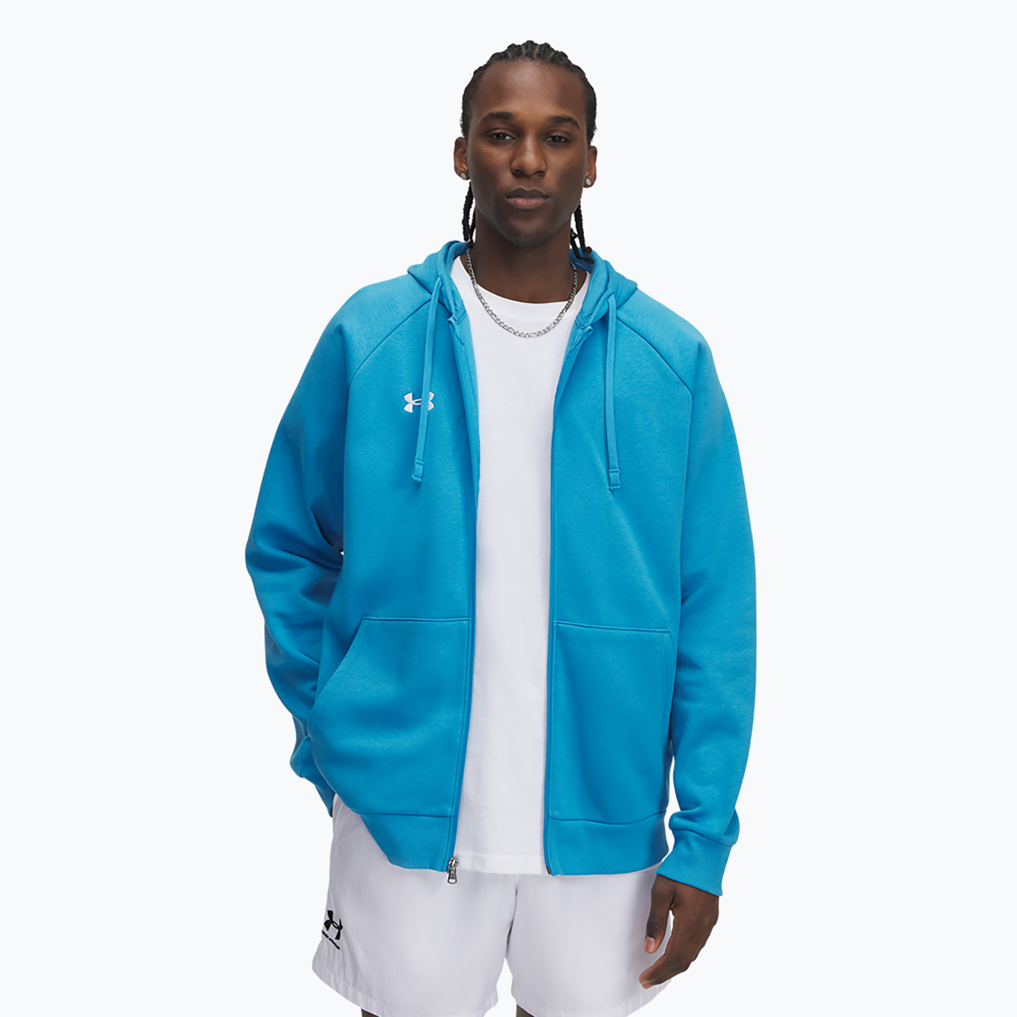 Bluza męska Under Armour Rival Fleece FZ Hoodie ether blue/white | WYSYŁKA W 24H | 30 DNI NA ZWROT