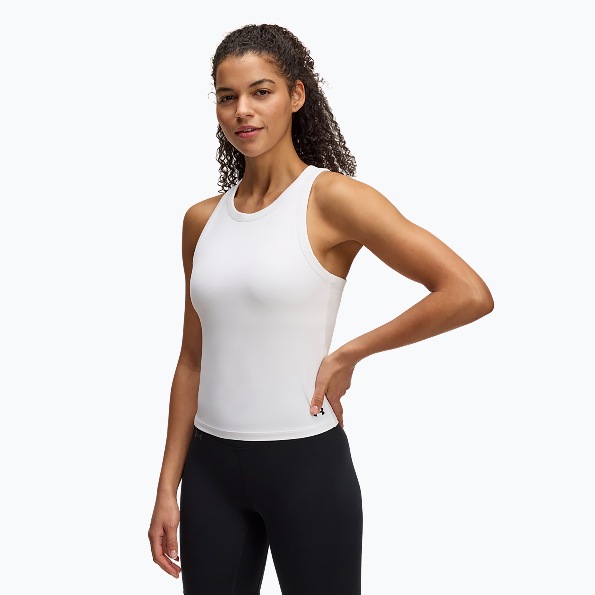 Top treningowy damski Under Armour Motion High Neck Tank white/black | WYSYŁKA W 24H | 30 DNI NA ZWROT