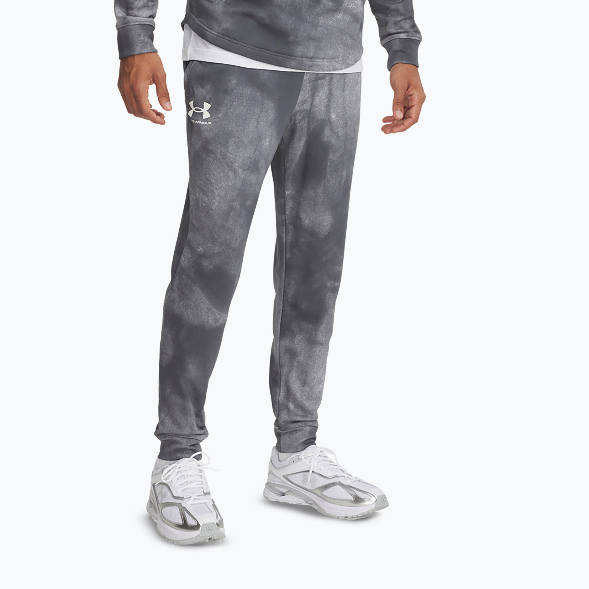 Spodnie męskie Under Armour Rival Terry Printed Jogger castlerock/onyx white | WYSYŁKA W 24H | 30 DNI NA ZWROT