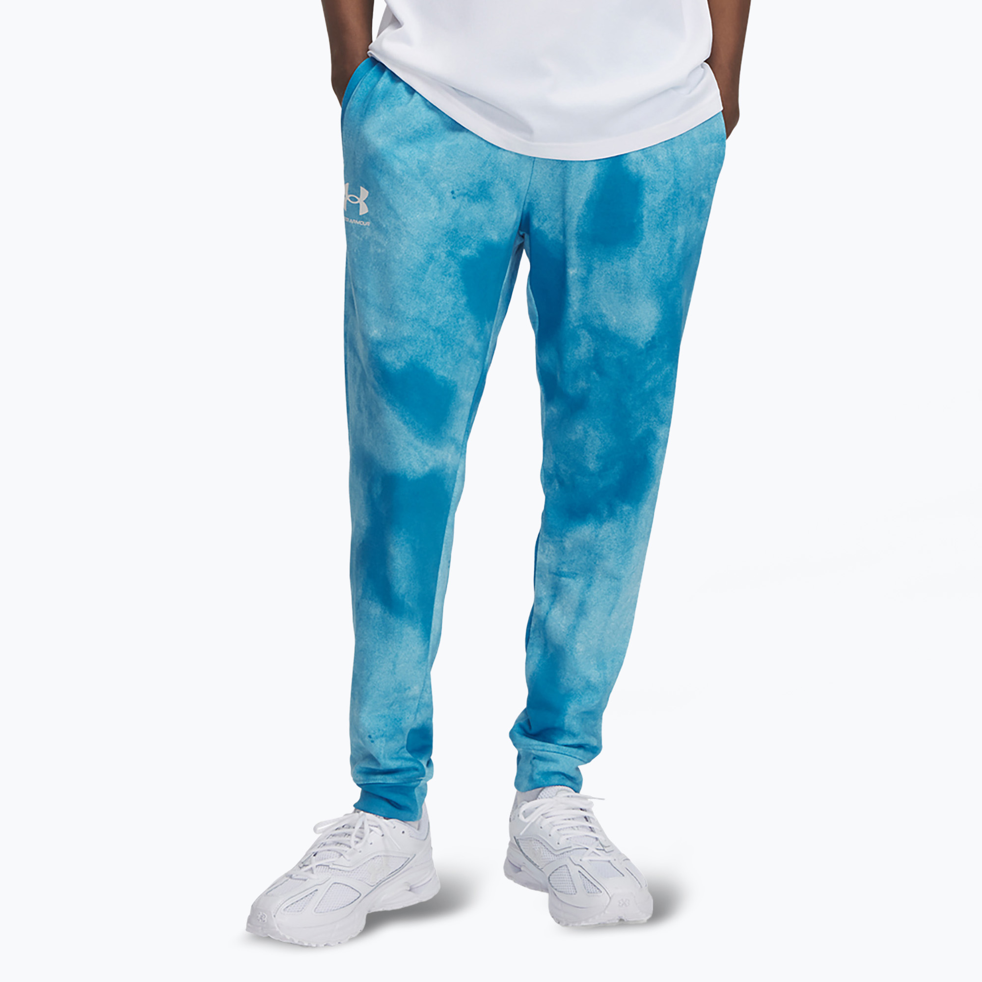 Spodnie męskie Under Armour Rival Terry Printed Jogger ether blue/onyx white | WYSYŁKA W 24H | 30 DNI NA ZWROT