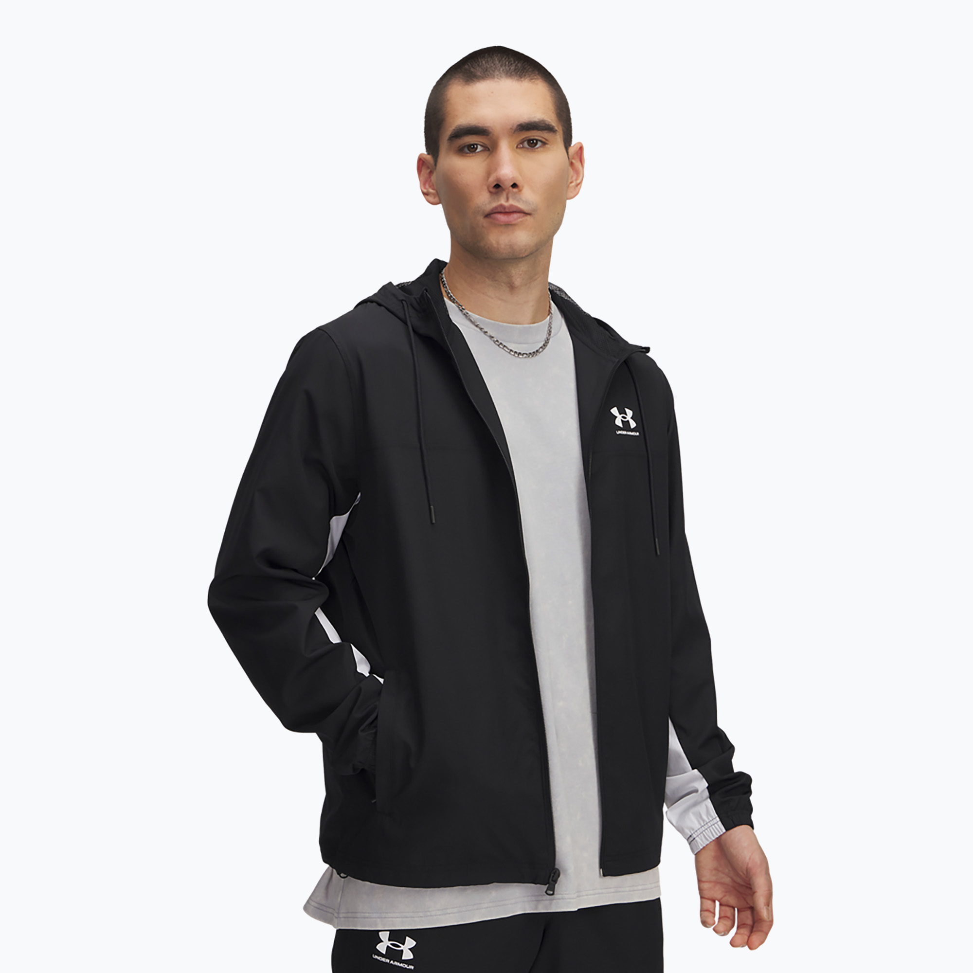 Kurtka męska Under Armour Rival Woven Windbreaker black/black/white | WYSYŁKA W 24H | 30 DNI NA ZWROT