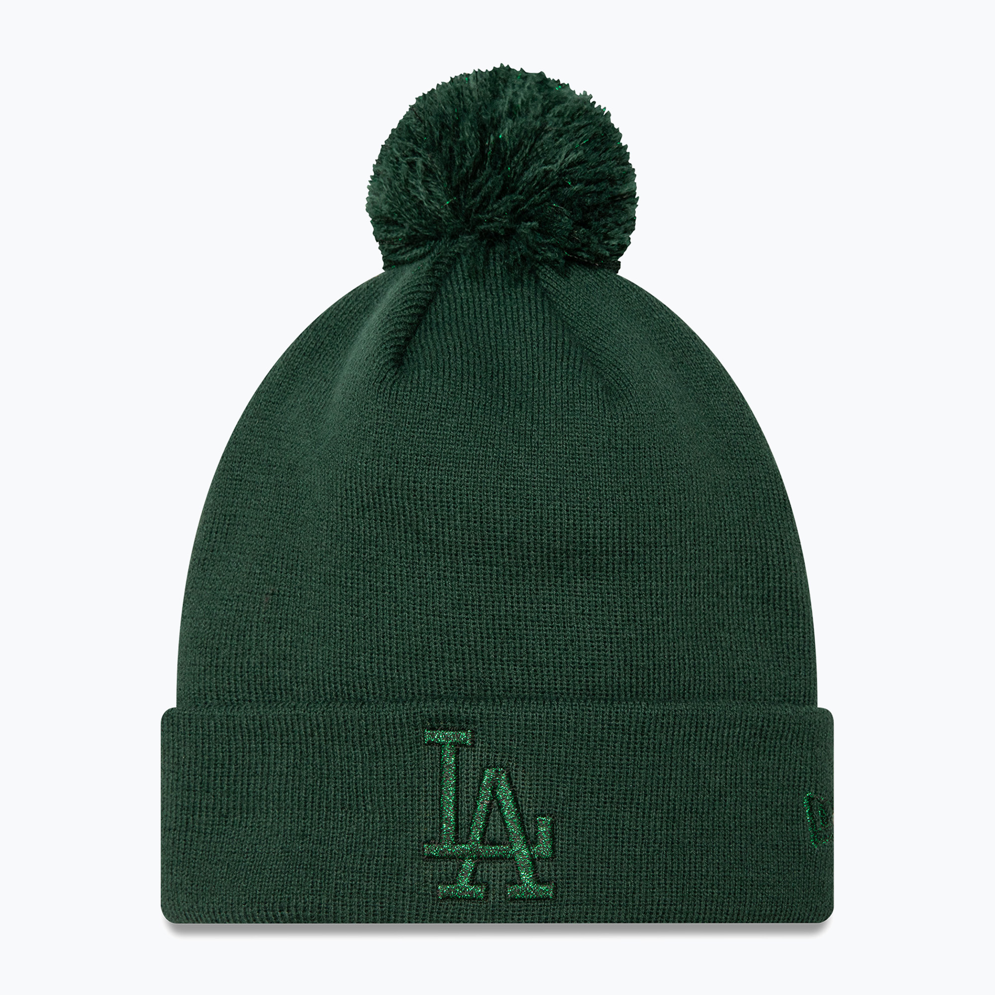 Czapka z daszkiem damska New Era Metallic Bobble Knit Beanie Los Angeles Dodgers dark green | WYSYŁKA W 24H | 30 DNI NA ZWROT