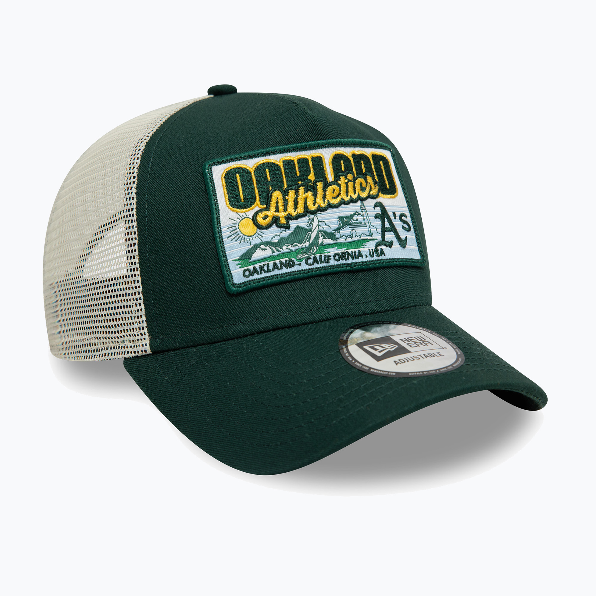 Czapka z daszkiem New Era MLB Patch Trucker Oakland Athletics dark green 