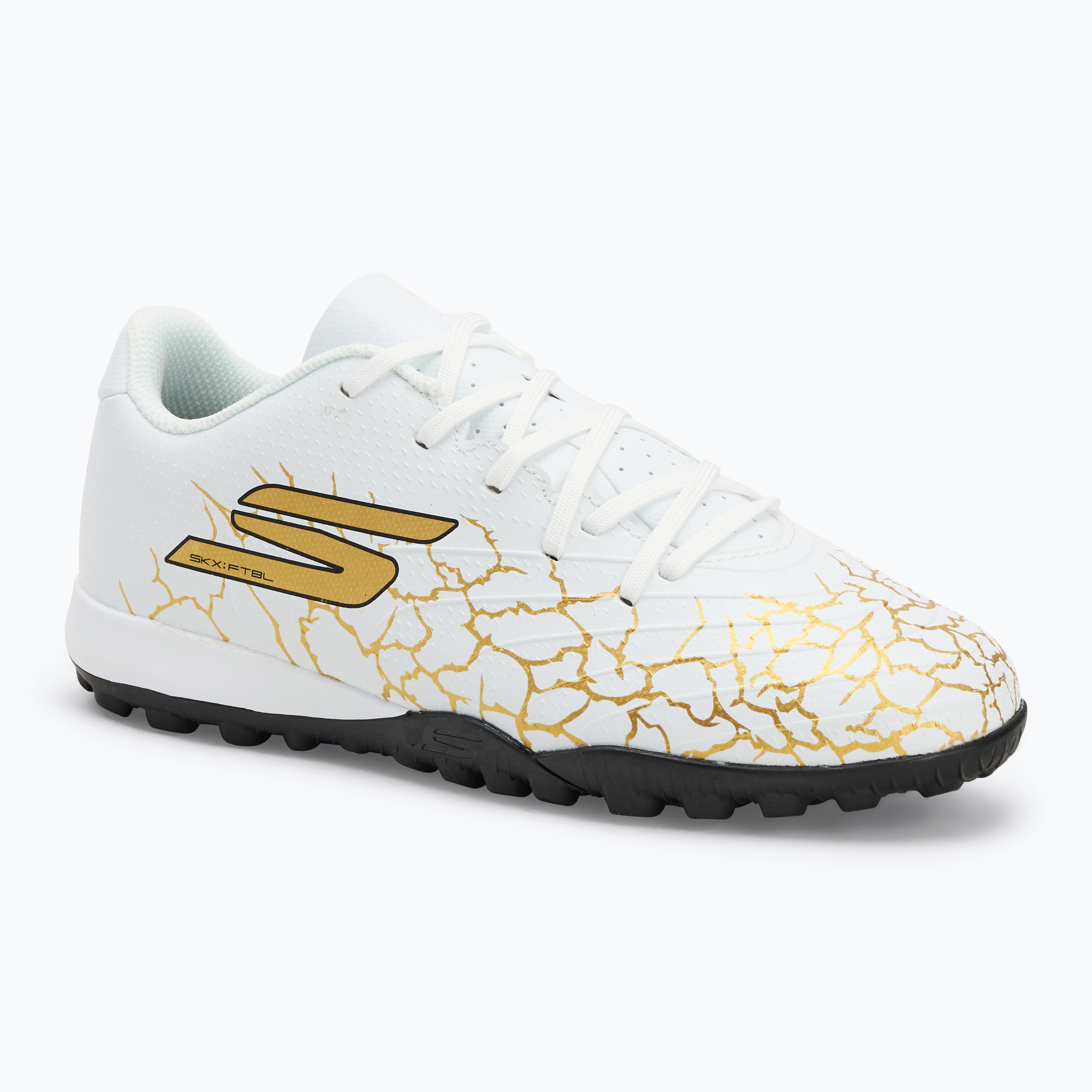 Buty piłkarskie dziecięce SKECHERS Skx_1.5 Youth Jr TF white/gold 