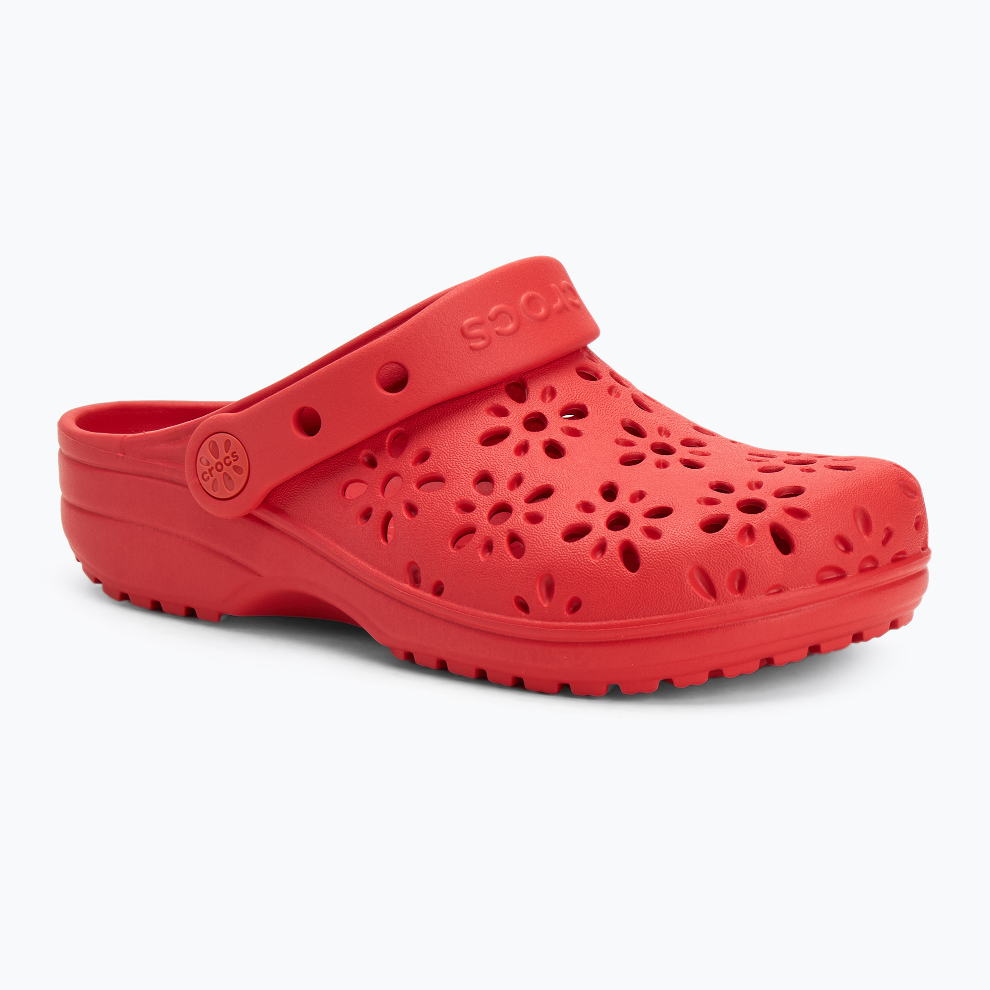 Klapki dziecięce Crocs Classic Floral Cutout Clog Kids cherry red | WYSYŁKA W 24H | 30 DNI NA ZWROT