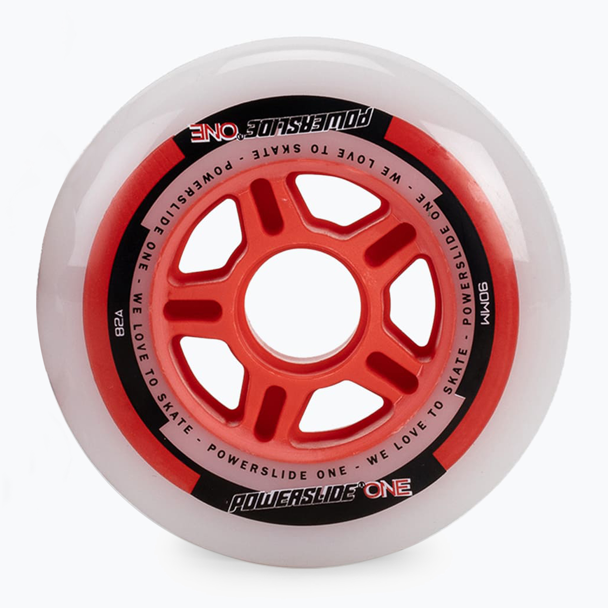 Kółka do rolek z łożyskami Powerslide PS One Spacer/Bearings 90 mm/82A 8 szt. red 