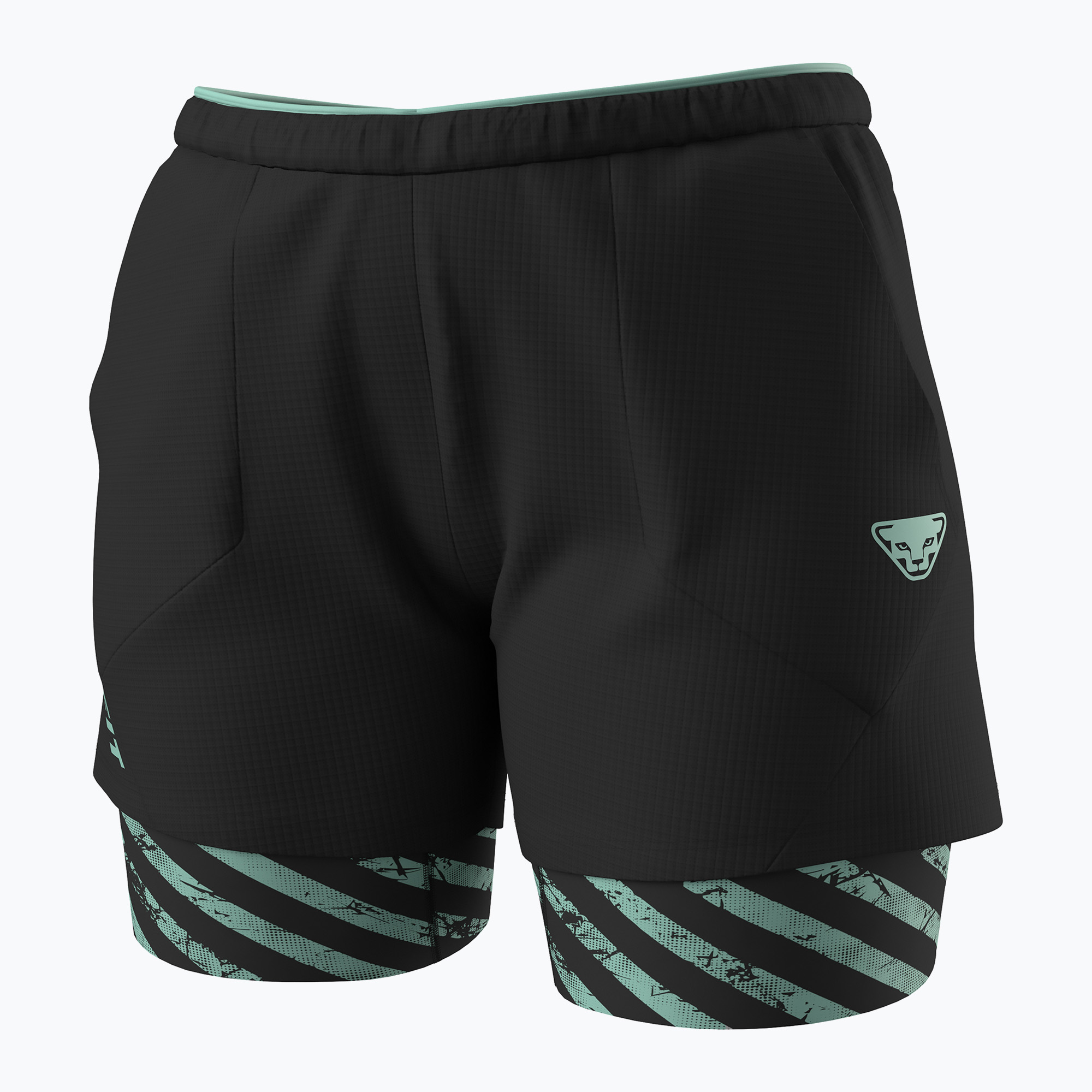 Spodenki do biegania damskie DYNAFIT Trail 2IN1 black out jadelite 