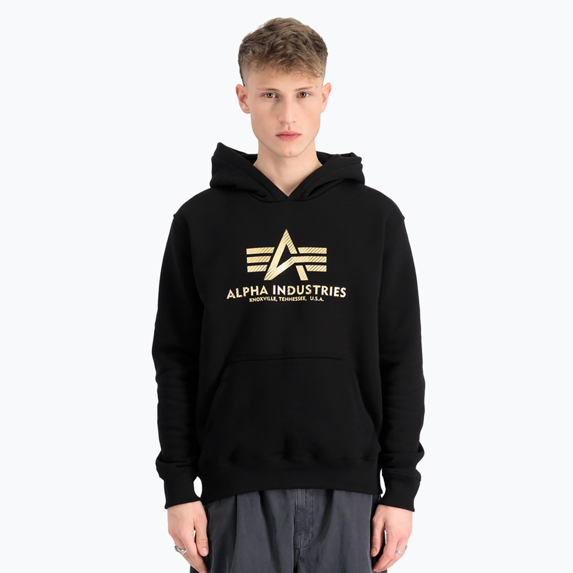 Bluza męska Alpha Industries Basic Carbon Hoody black/gold | WYSYŁKA W 24H | 30 DNI NA ZWROT