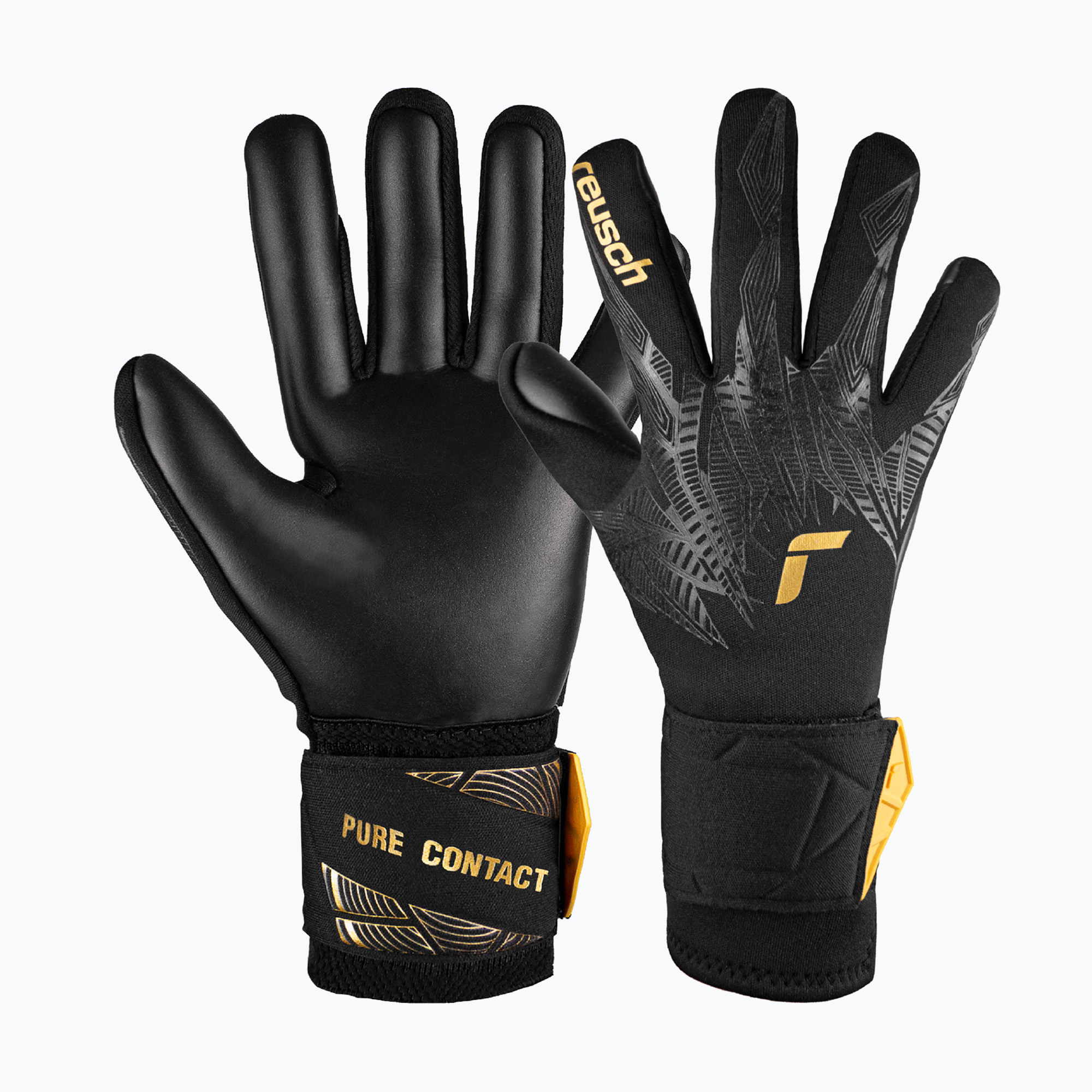 Rękawice bramkarskie dziecięce Reusch Pure Contact Infinity Junior black/gold/black | WYSYŁKA W 24H | 30 DNI NA ZWROT