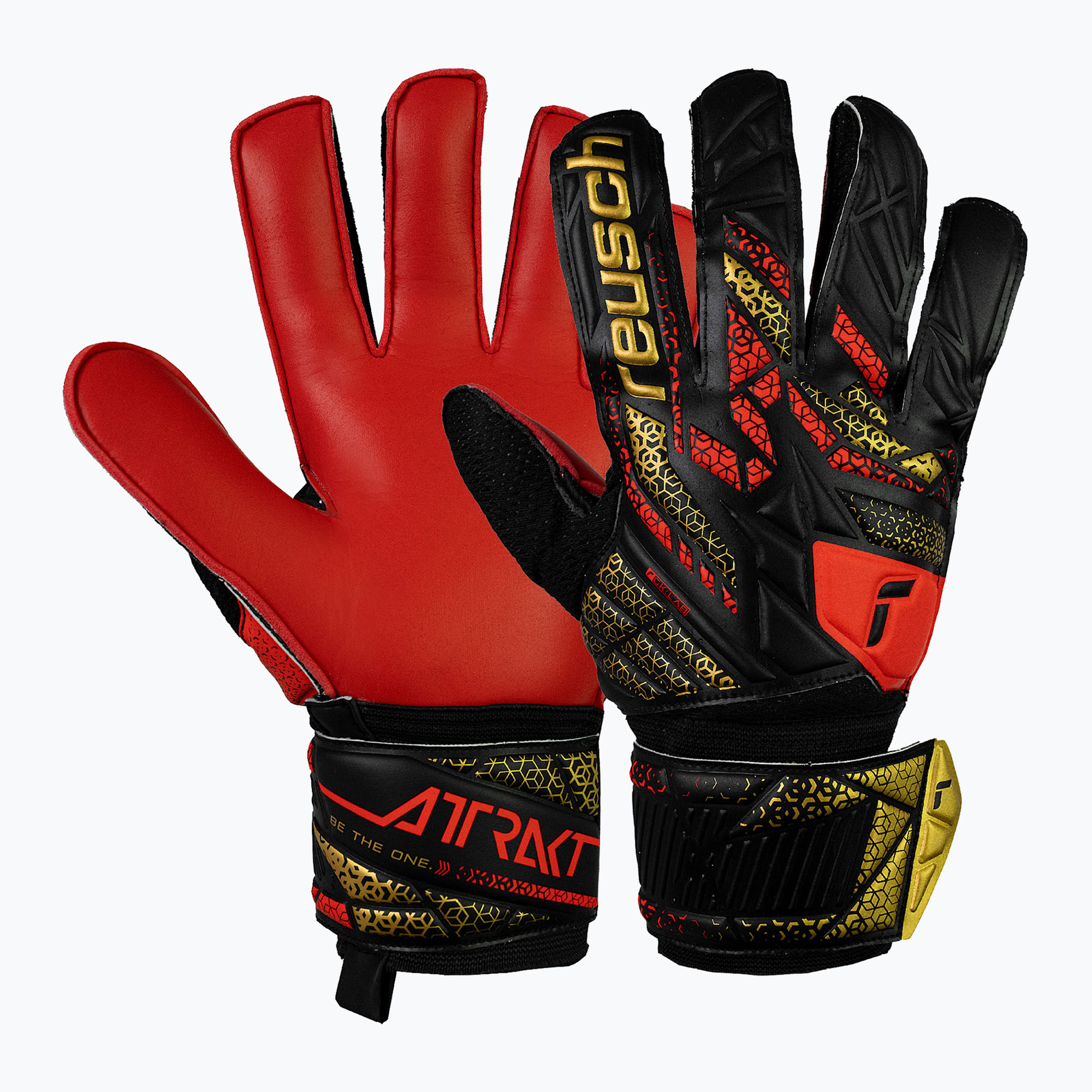 Rękawice bramkarskie Reusch Attrakt Solid black/gold/fiery red | WYSYŁKA W 24H | 30 DNI NA ZWROT