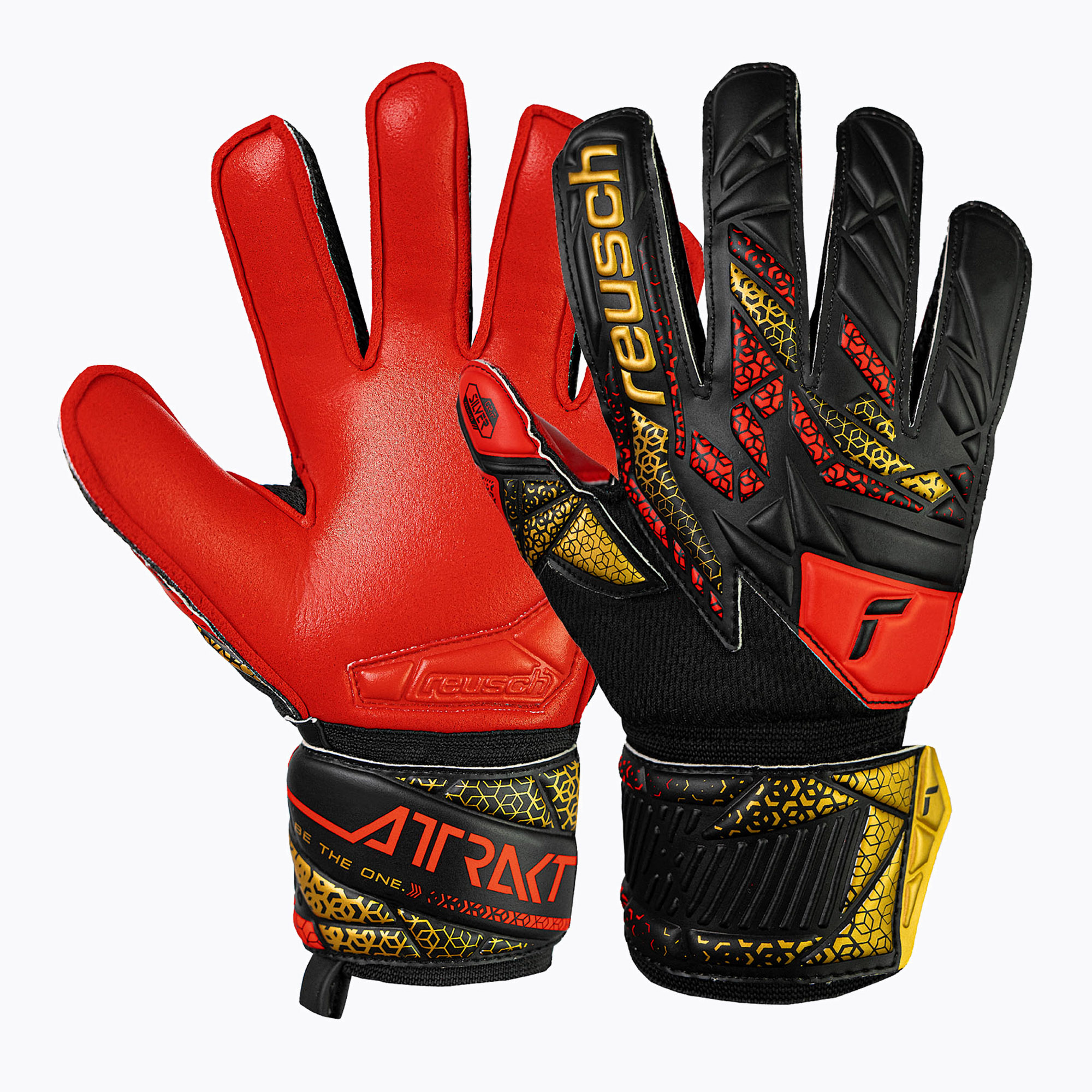 Rękawice bramkarskie Reusch Attrakt Silver Junior black/gold/fiery red | WYSYŁKA W 24H | 30 DNI NA ZWROT