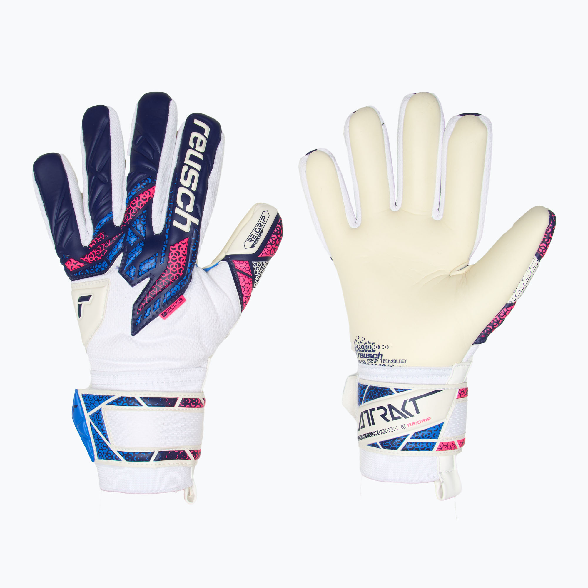 Rękawice bramkarskie dziecięce Reusch Attrakt RE:GRIP NC Junior blue/pink/white | WYSYŁKA W 24H | 30 DNI NA ZWROT