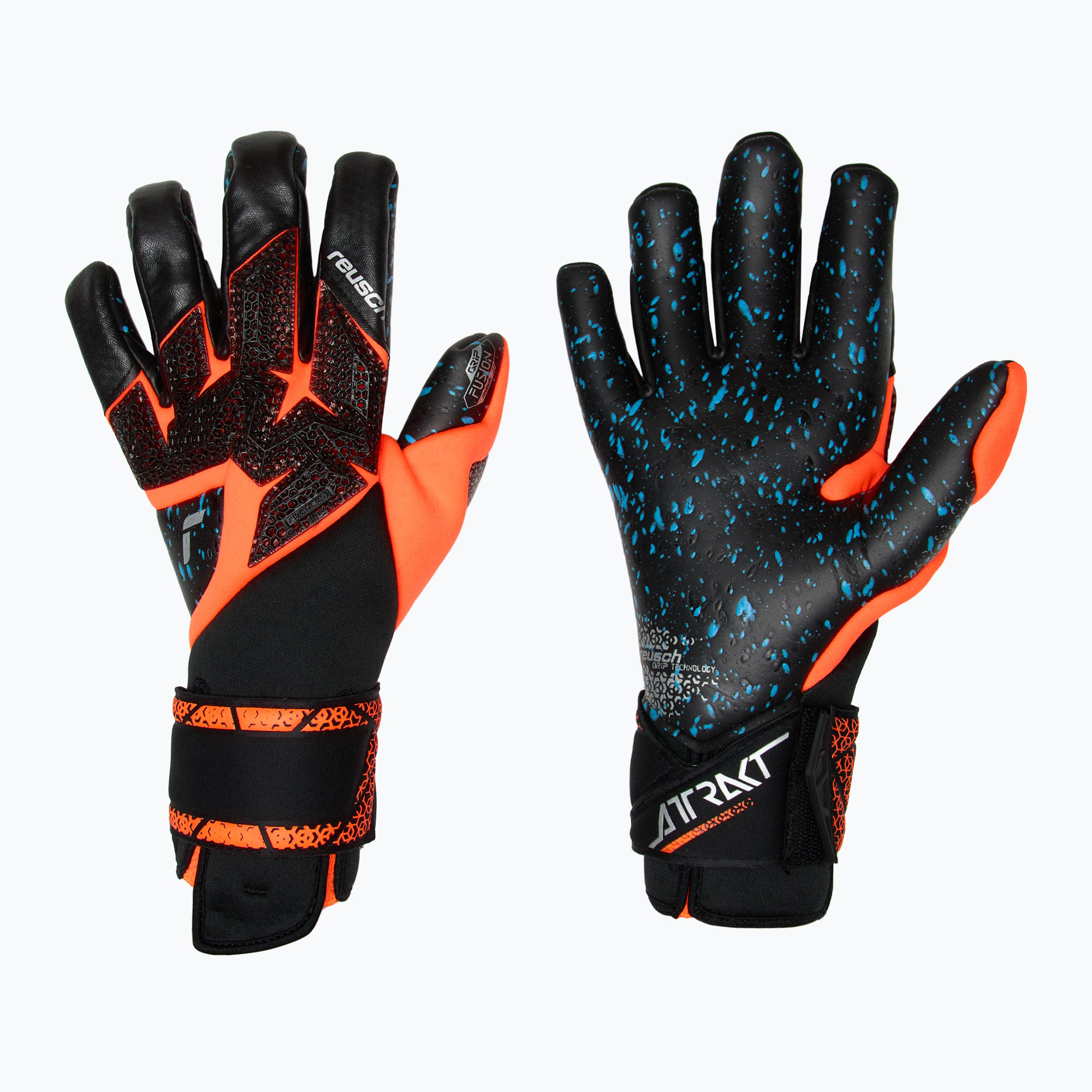 Rękawice bramkarskie Reusch Attrakt Fusion Carbon® 3D black/shocking orange/black | WYSYŁKA W 24H | 30 DNI NA ZWROT