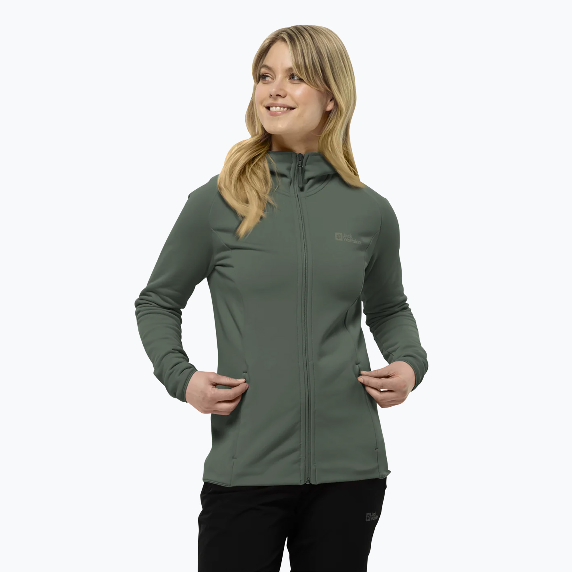 Bluza damska Jack Wolfskin Baiselberg Hooded FZ hedge green | WYSYŁKA W 24H | 30 DNI NA ZWROT