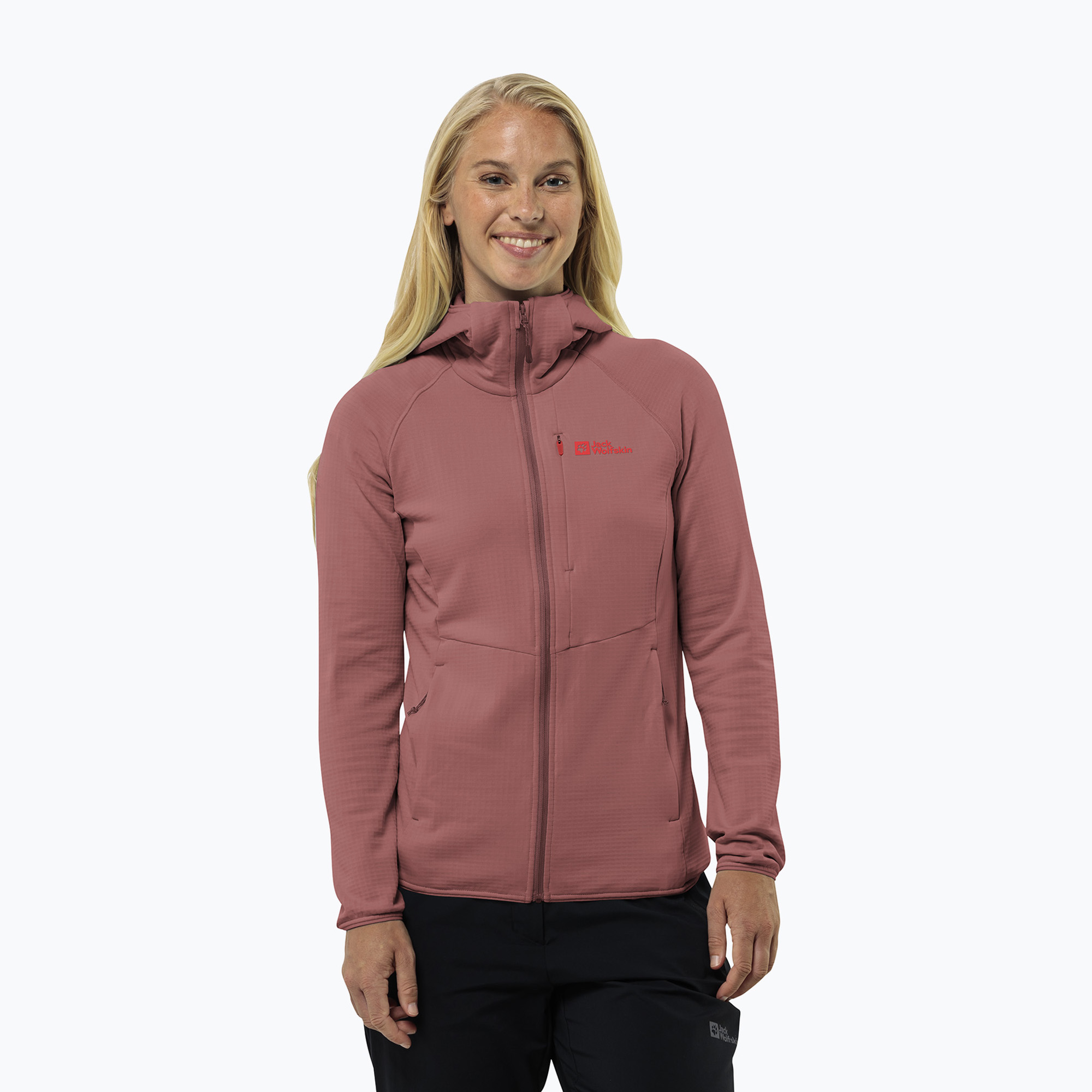 Bluza polarowa damska Jack Wolfskin Kolbenberg Hooded Fz mineral red | WYSYŁKA W 24H | 30 DNI NA ZWROT