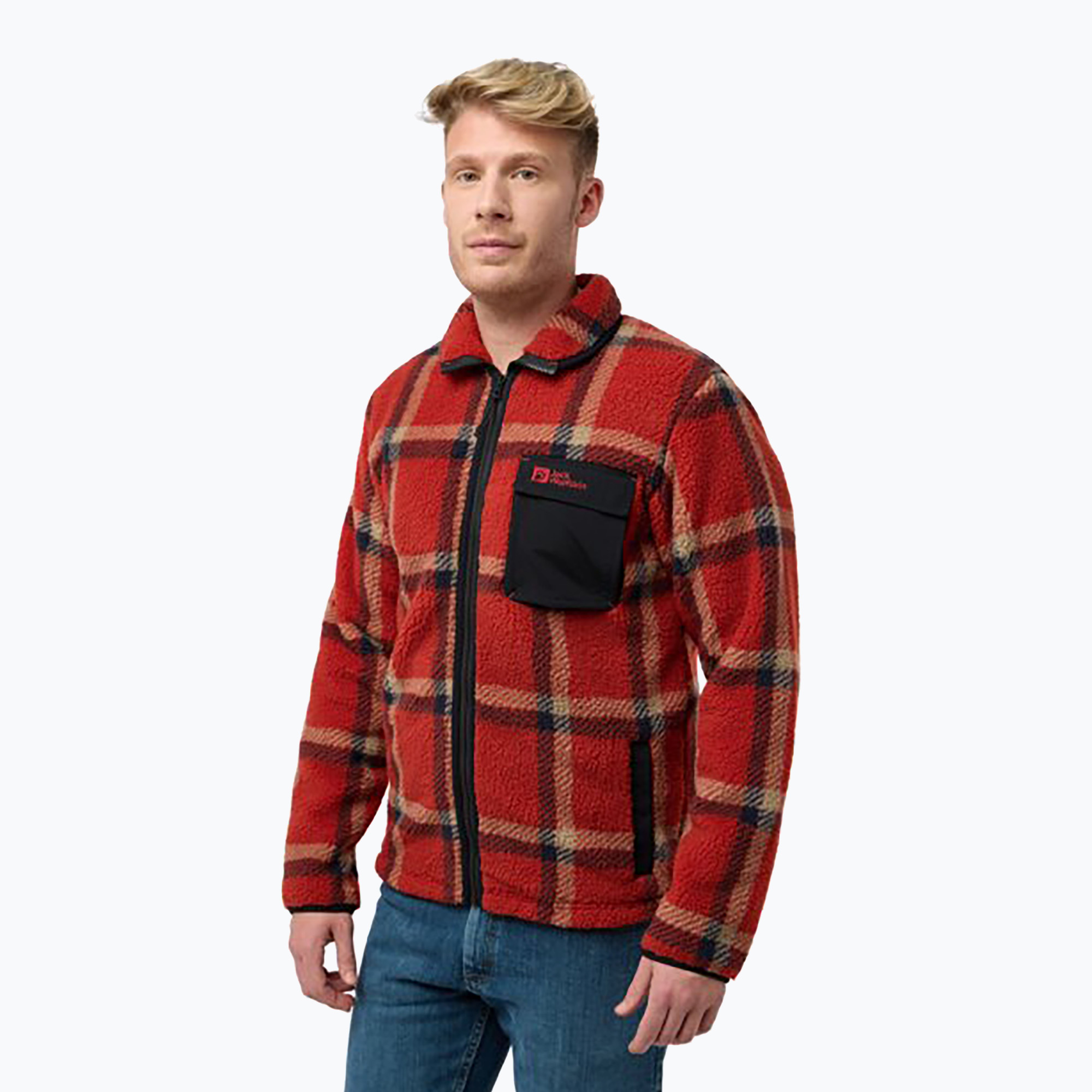 Bluza polarowa męska Jack Wolfskin Felslicht Check intense rust | WYSYŁKA W 24H | 30 DNI NA ZWROT