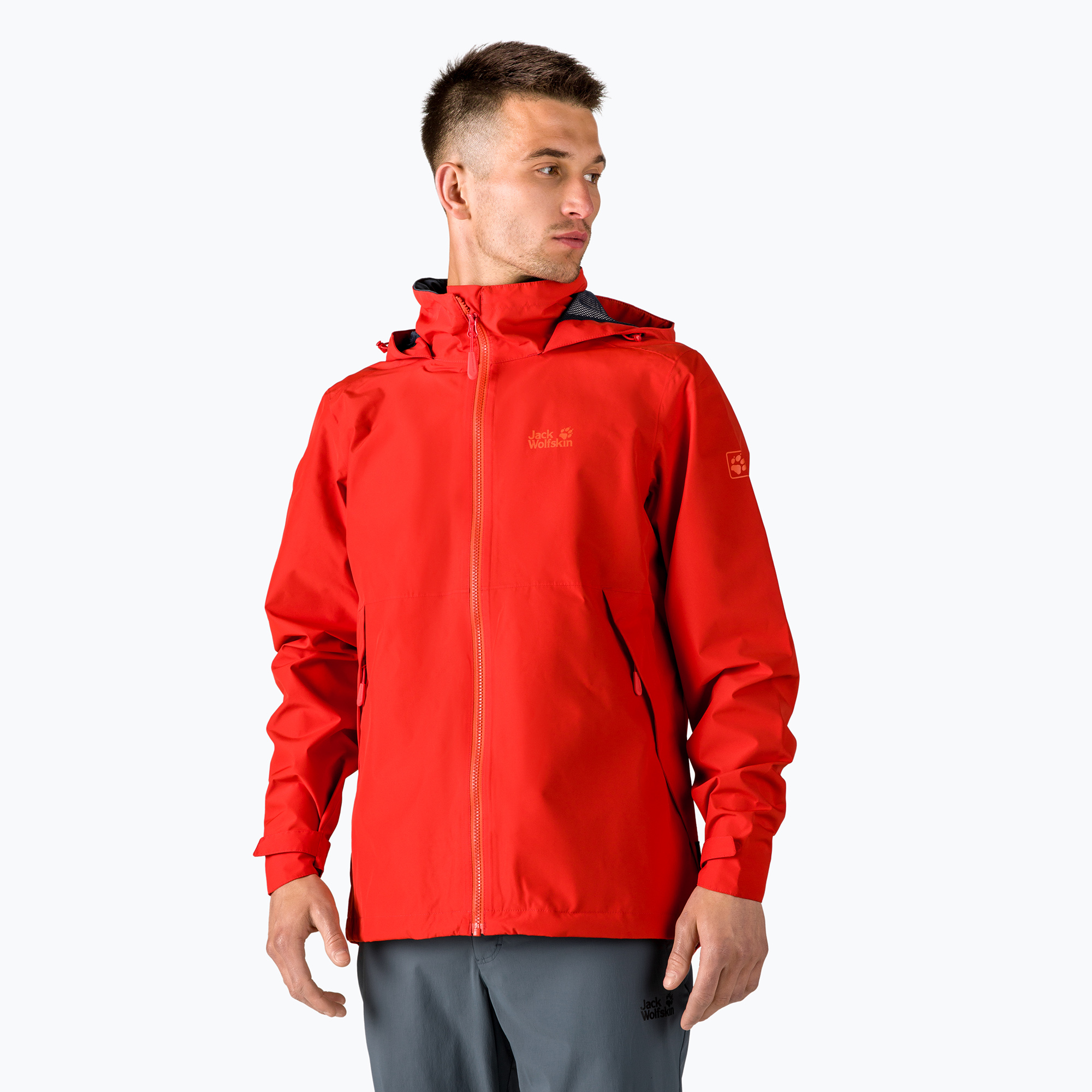 Kurtka przeciwdeszczowa męska Jack Wolfskin Evandale adrenaline red | WYSYŁKA W 24H | 30 DNI NA ZWROT