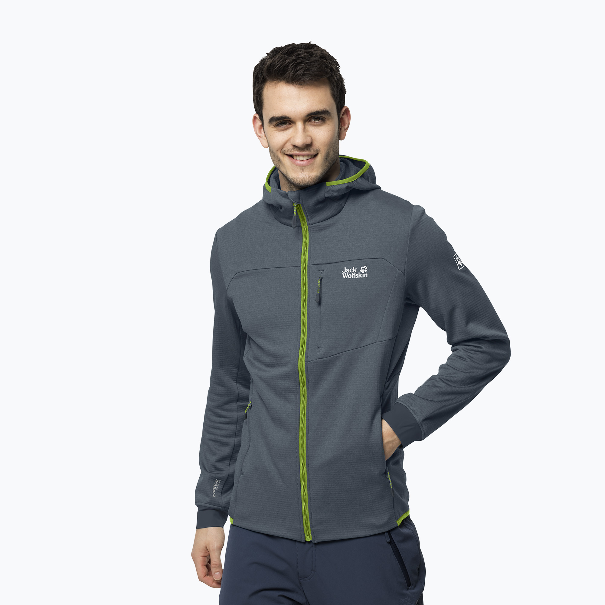 Bluza trekkingowa męska Jack Wolfskin Hydro Grid Fleece storm grey | WYSYŁKA W 24H | 30 DNI NA ZWROT