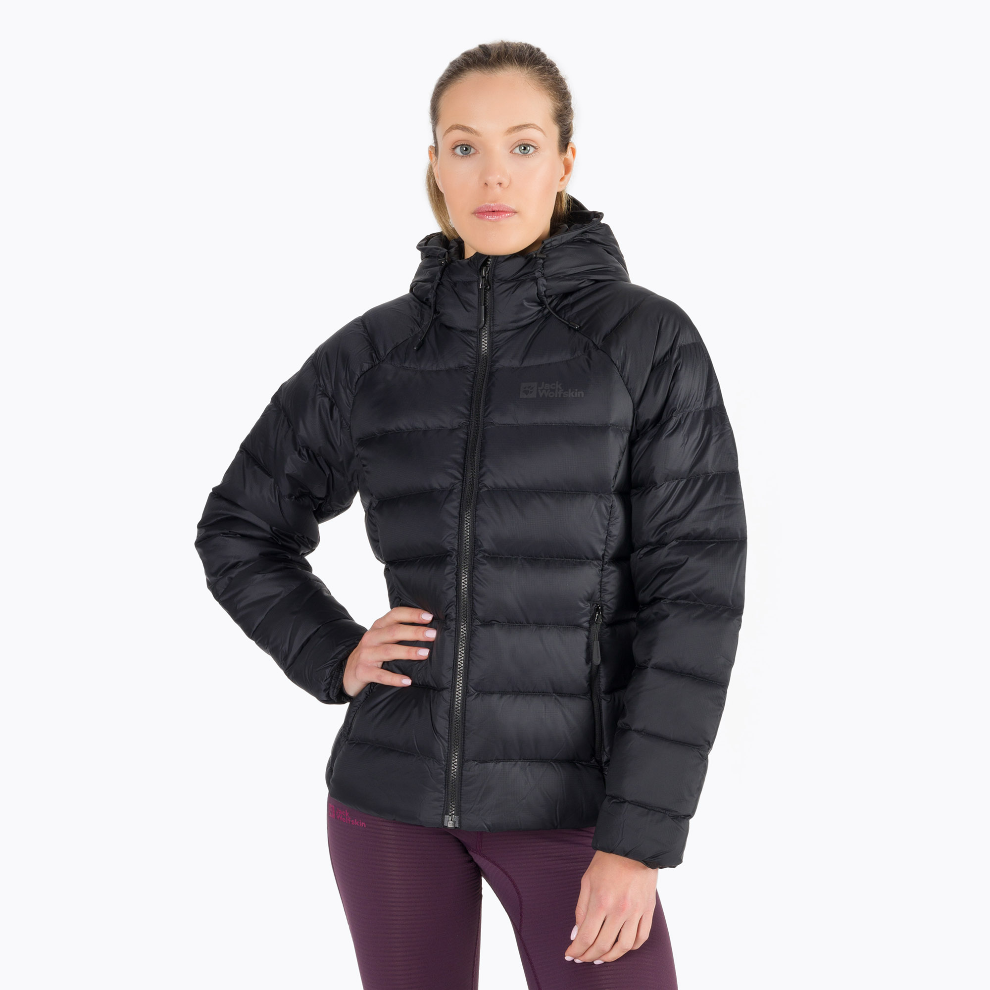 Kurtka puchowa damska Jack Wolfskin Nebelhorn Down Hoody black | WYSYŁKA W 24H | 30 DNI NA ZWROT