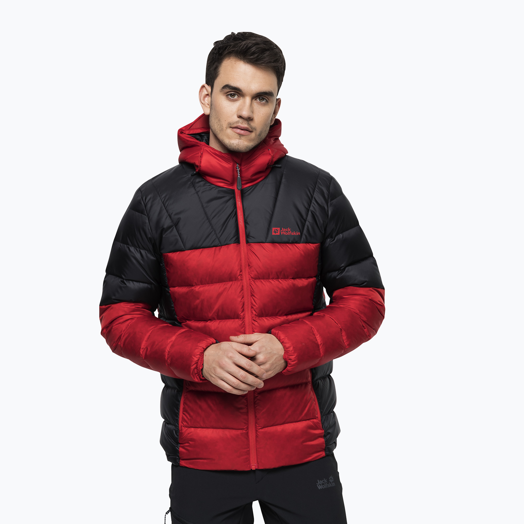 Kurtka puchowa męska Jack Wolfskin Nebelhorn Down Hoody adrenaline red | WYSYŁKA W 24H | 30 DNI NA ZWROT