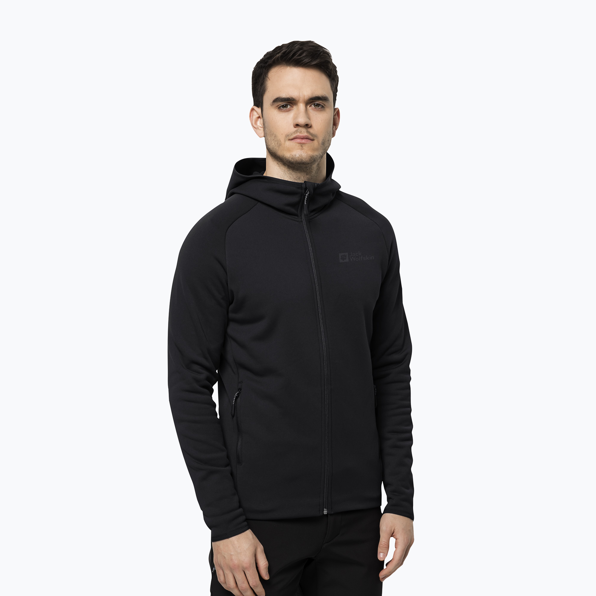 Bluza trekkingowa męska Jack Wolfskin Baiselberg Hooded FZ black | WYSYŁKA W 24H | 30 DNI NA ZWROT