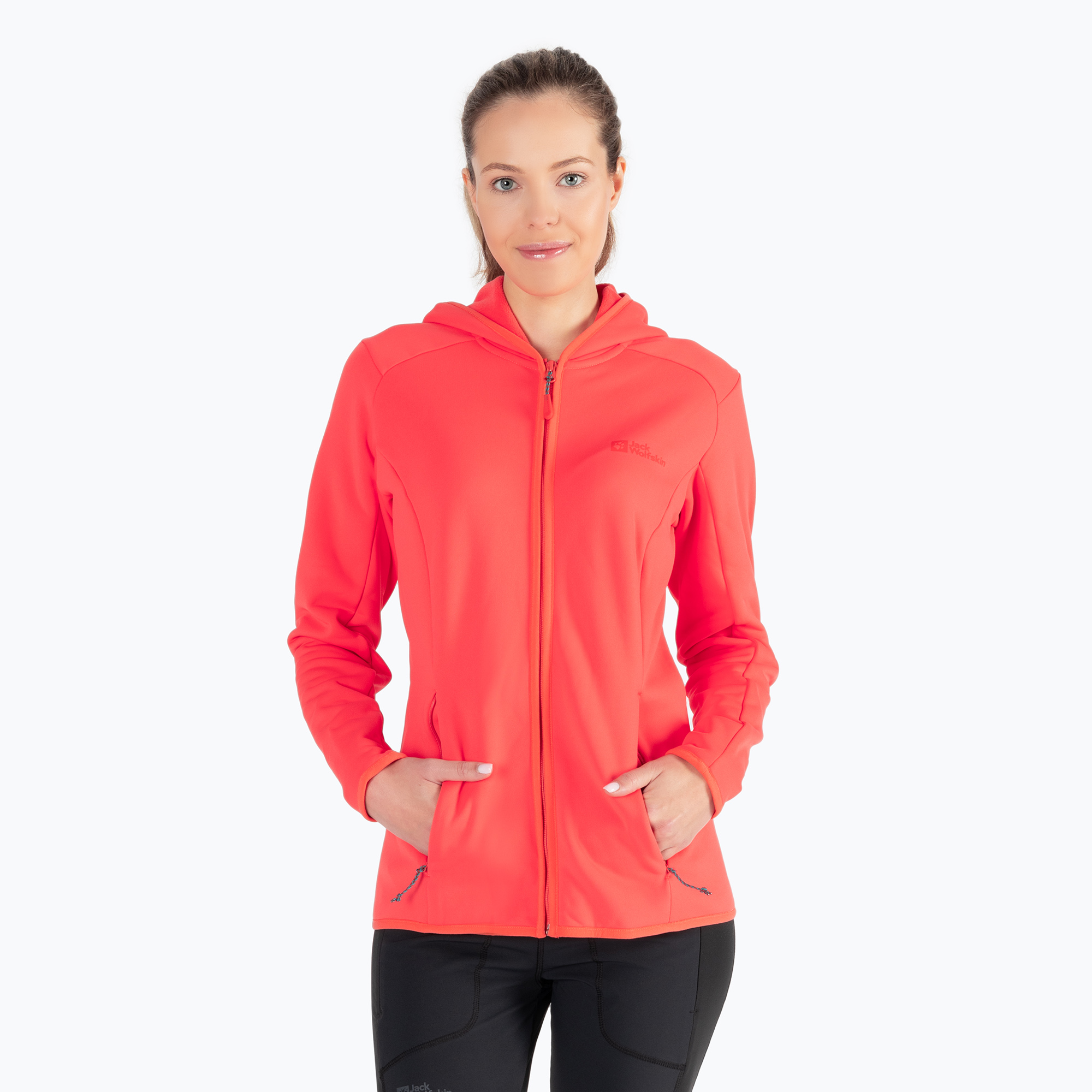 Bluza trekkingowa damska Jack Wolfskin Baiselberg Hooded FZ hot coral | WYSYŁKA W 24H | 30 DNI NA ZWROT