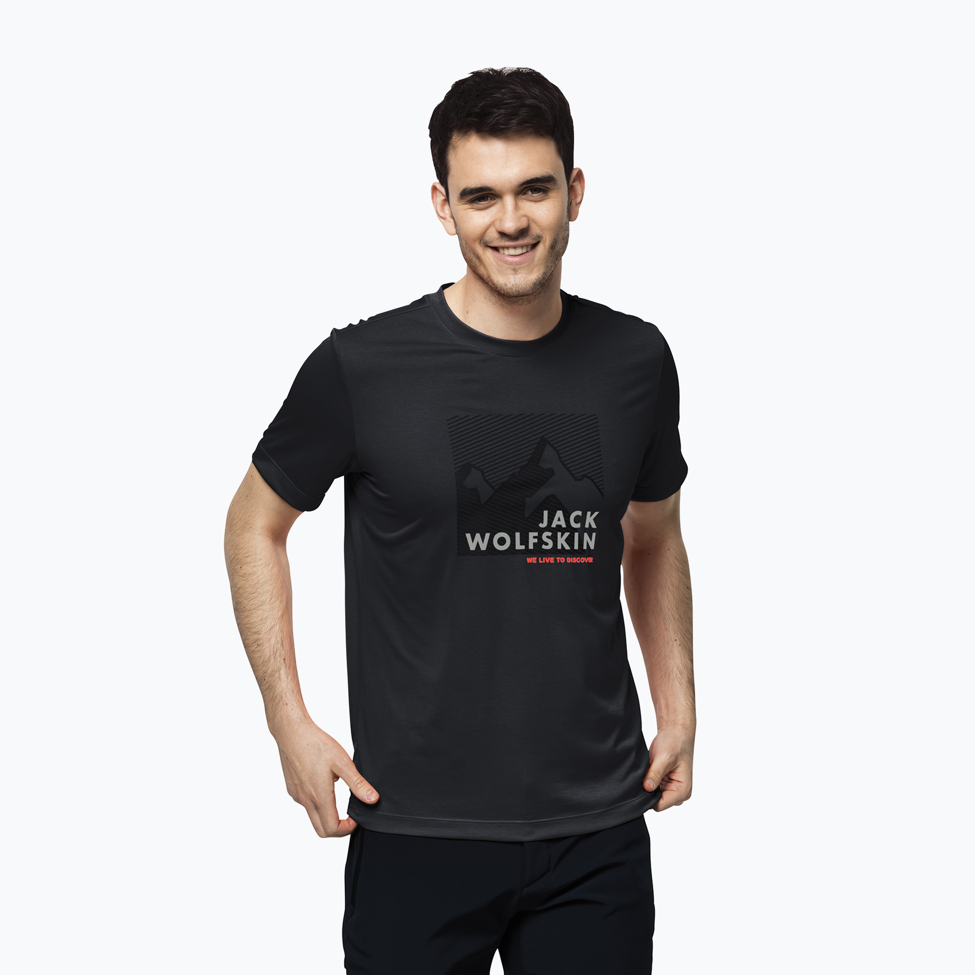 Koszulka trekkingowa męska Jack Wolfskin Hiking Graphic ebony | WYSYŁKA W 24H | 30 DNI NA ZWROT