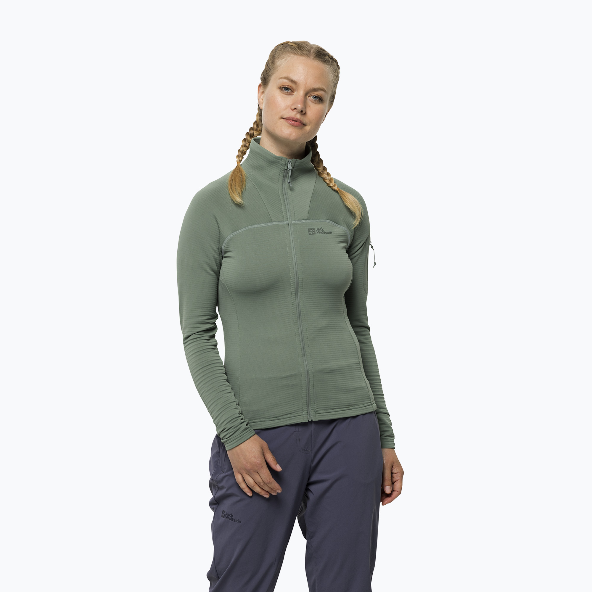 Bluza trekkingowa damska Jack Wolfskin Prelight FZ picnic green | WYSYŁKA W 24H | 30 DNI NA ZWROT