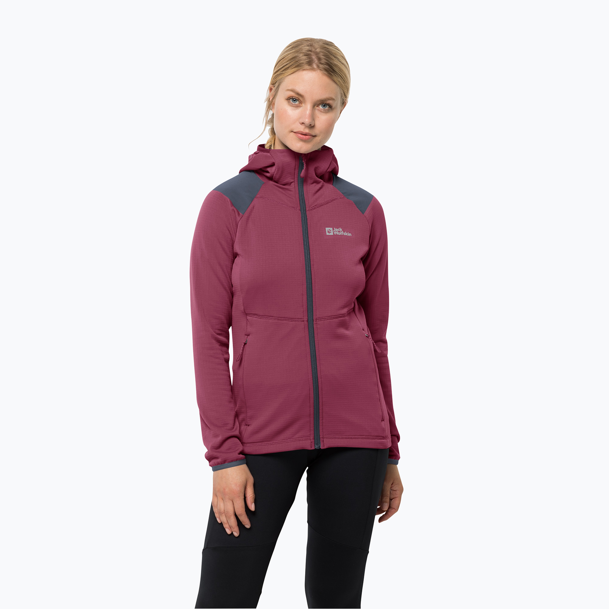 Bluza trekkingowa damska Jack Wolfskin Kolbenberg Hooded FZ sangria red | WYSYŁKA W 24H | 30 DNI NA ZWROT