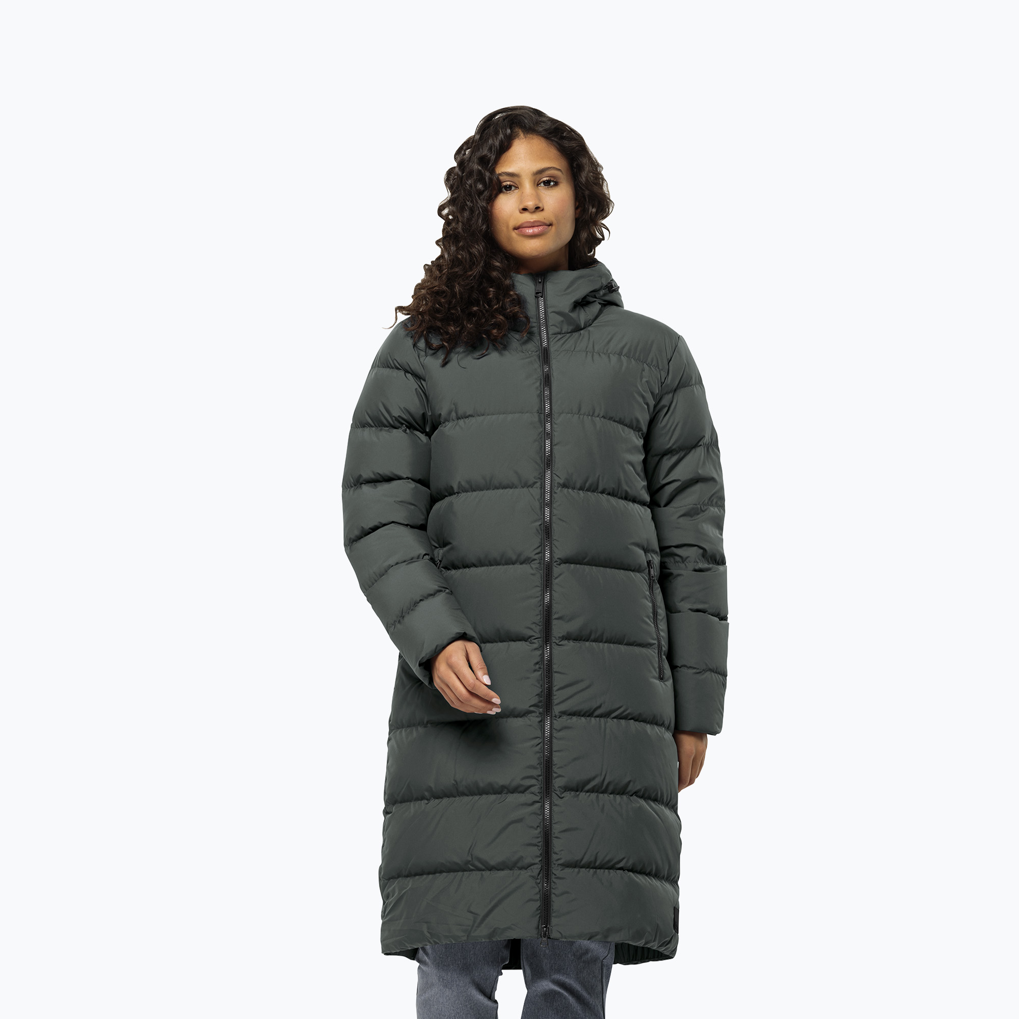 Płaszcz puchowy damski Jack Wolfskin Frozen Palace slate green 