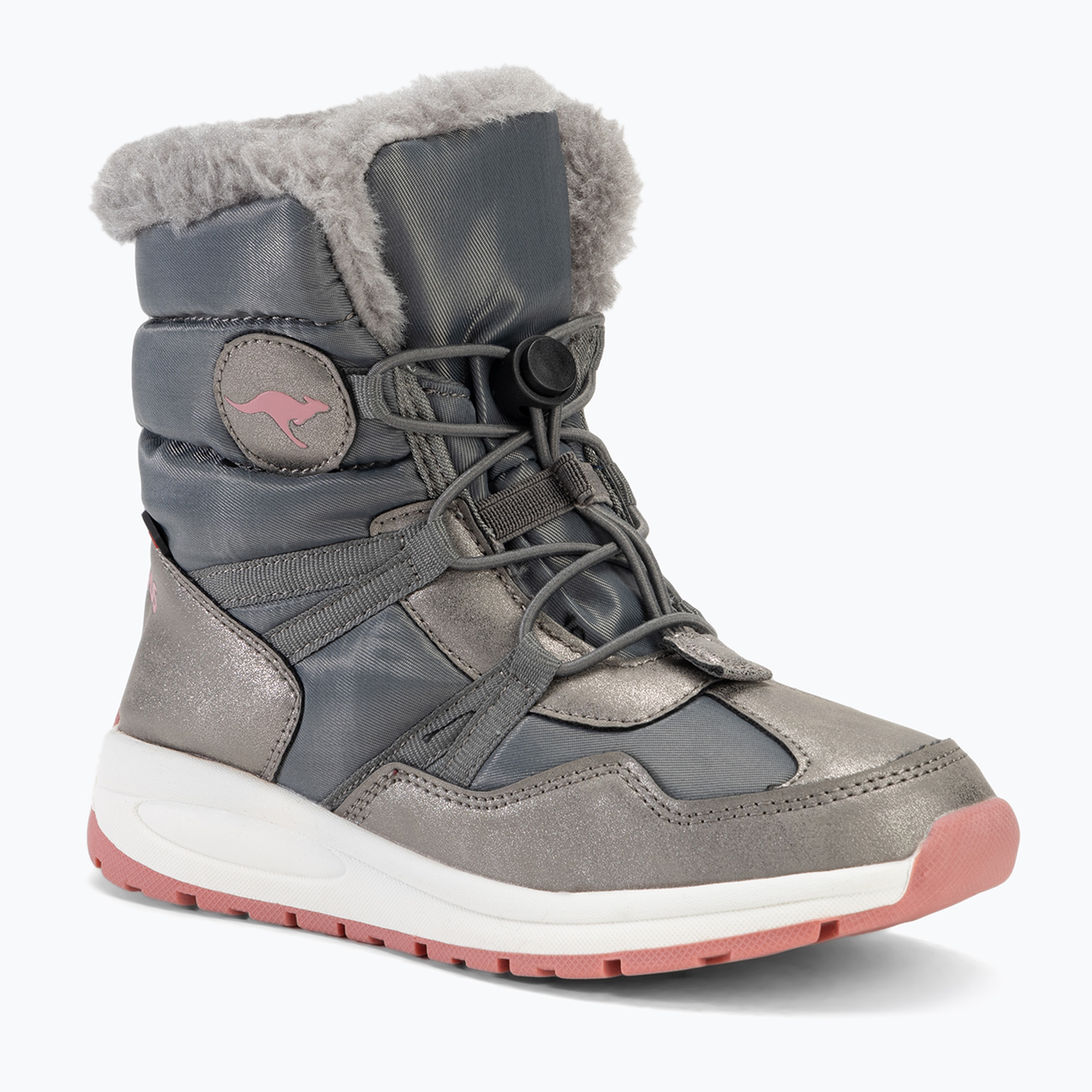 Śniegowce juniorskie KangaROOS K-PE Ski RTX steel grey / dusty rose | WYSYŁKA W 24H | 30 DNI NA ZWROT