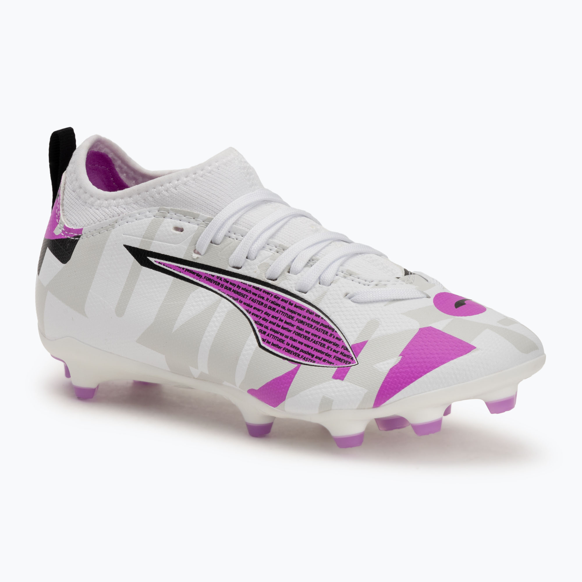 Buty piłkarskie dziecięce PUMA Ultra 5 Match Forever FG/AG Jr puma white/pure magenta/feather gray/puma black | WYSYŁKA W 24H | 30 DNI NA ZWROT