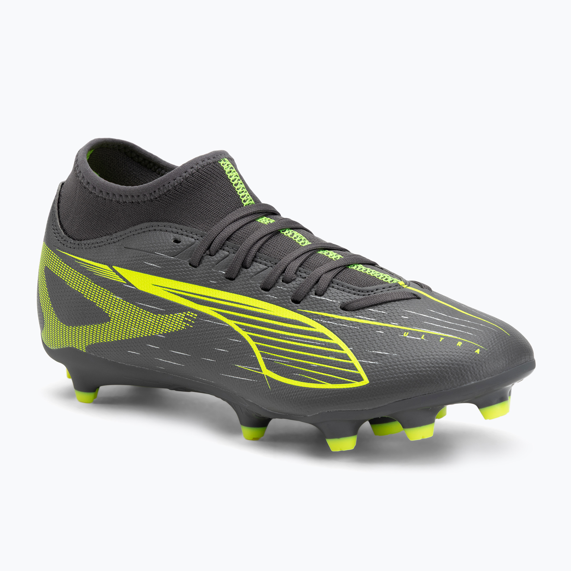 Buty piłkarskie męskie PUMA Ultra 5 Play+ FG/AG matte aged silver/yellow alert/puma aged silver 