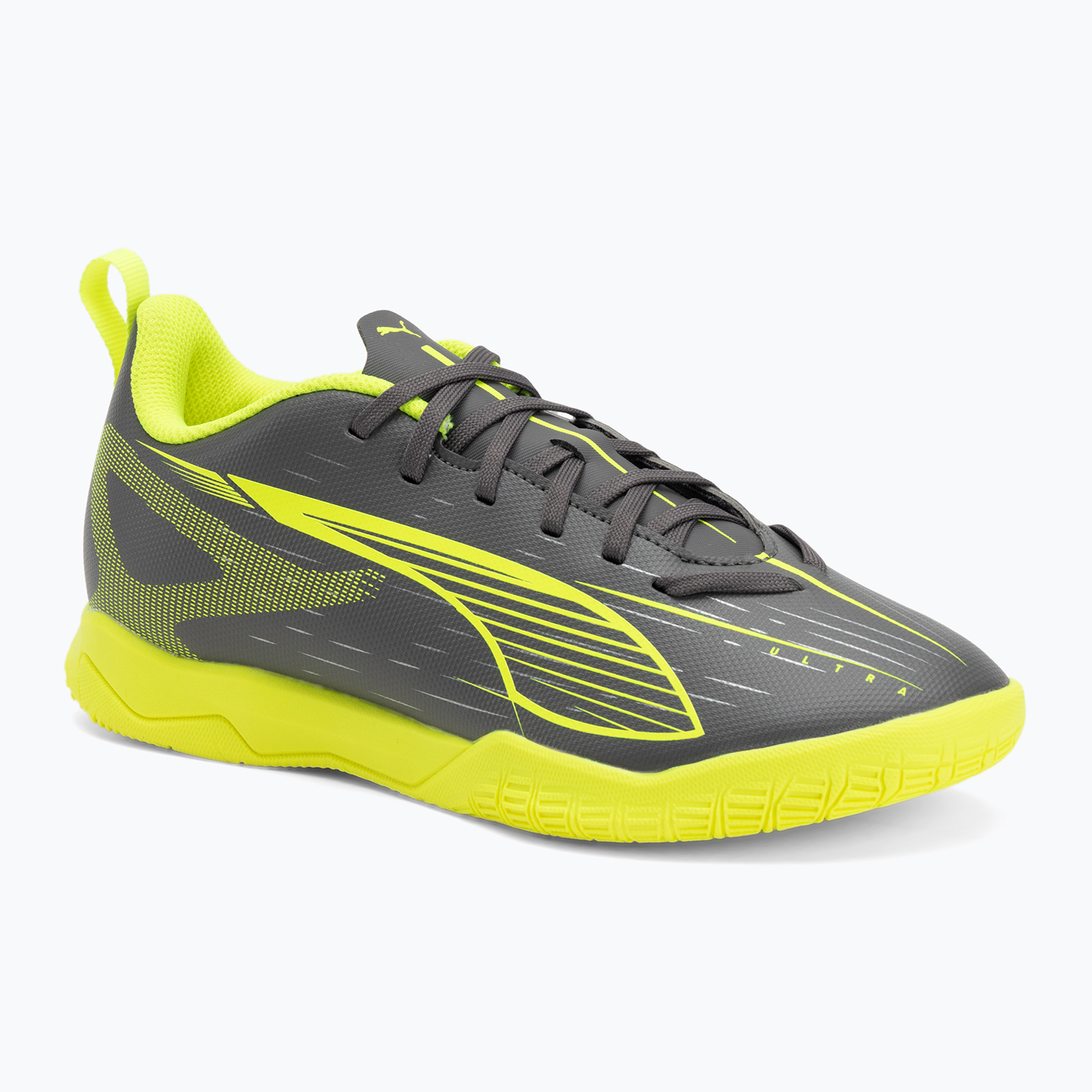 Buty piłkarskie dziecięce PUMA Ultra 5 Play IT Jr matte aged silver/yellow alert/puma aged silver 