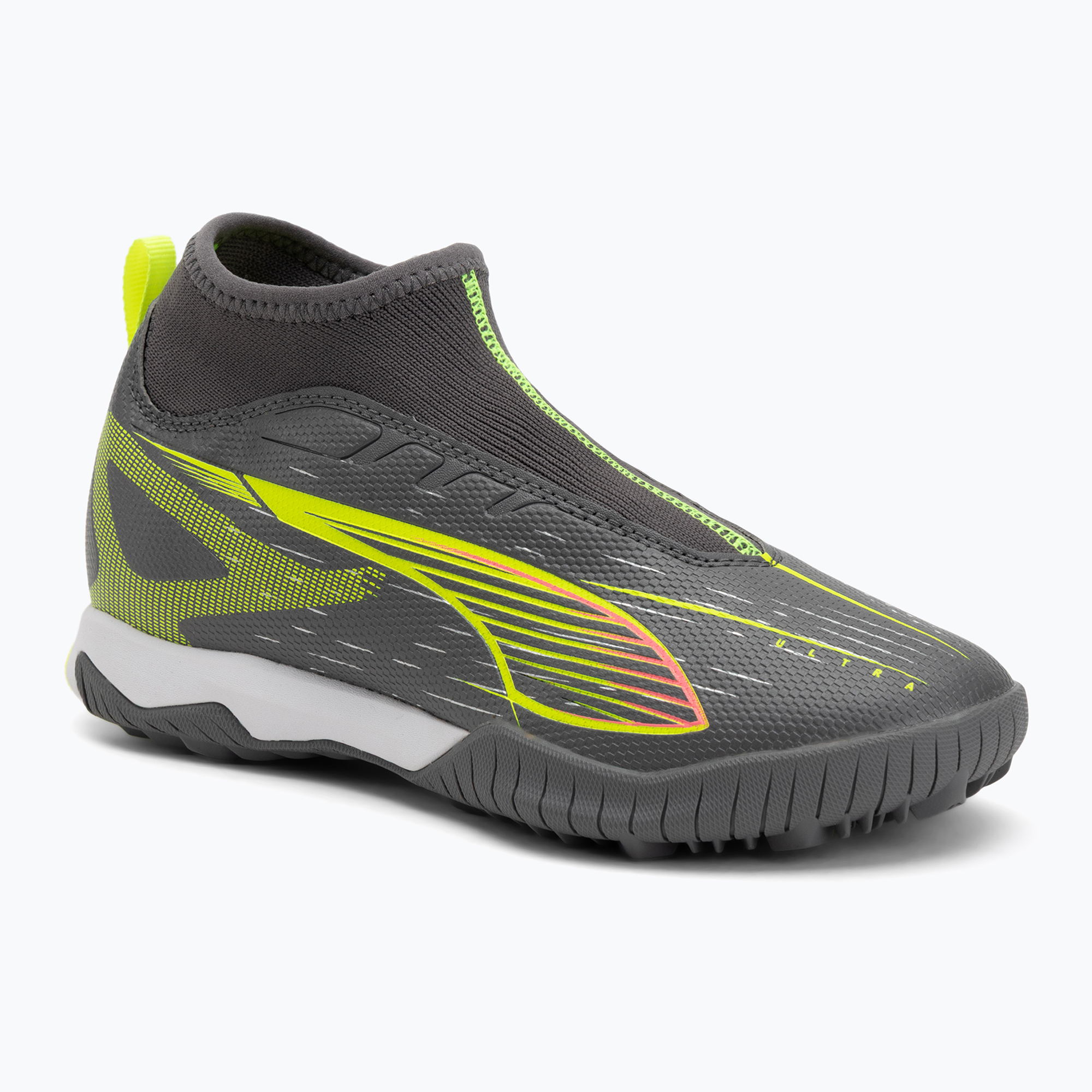 Buty piłkarskie dziecięce PUMA Ultra 5 Match+ LL TT + Mid Jr matte aged silver/yellow alert/puma aged silver 