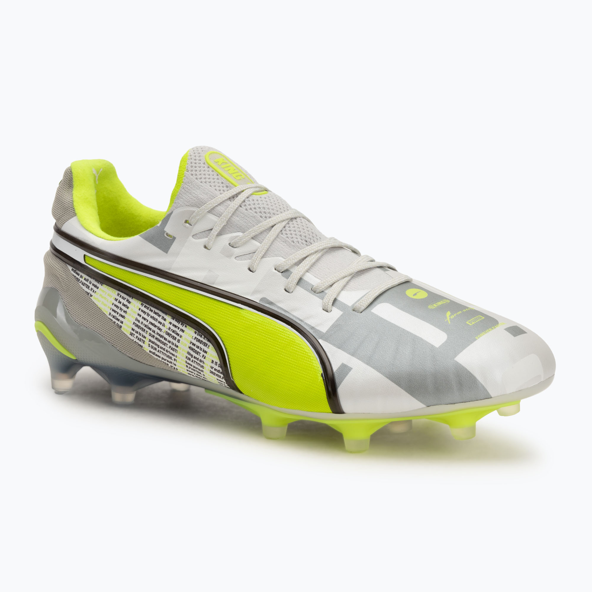 Buty piłkarskie męskie PUMA King Ultimate Forever FG/AG feather gray/electric lime/puma white/flat light gray | WYSYŁKA W 24H | 30 DNI NA ZWROT