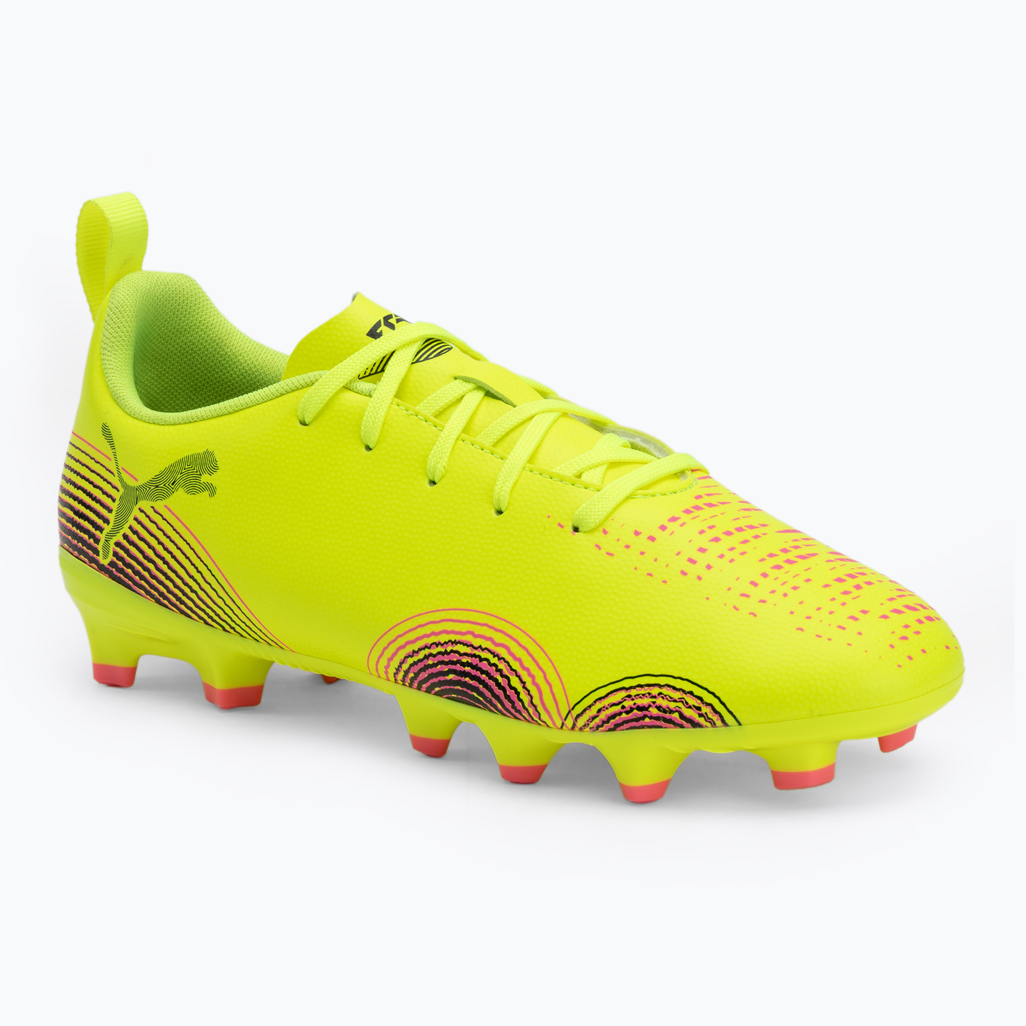 Buty piłkarskie dziecięce PUMA Future 8 Play FG/AG Jr yellow alert/puma black/sun struck 