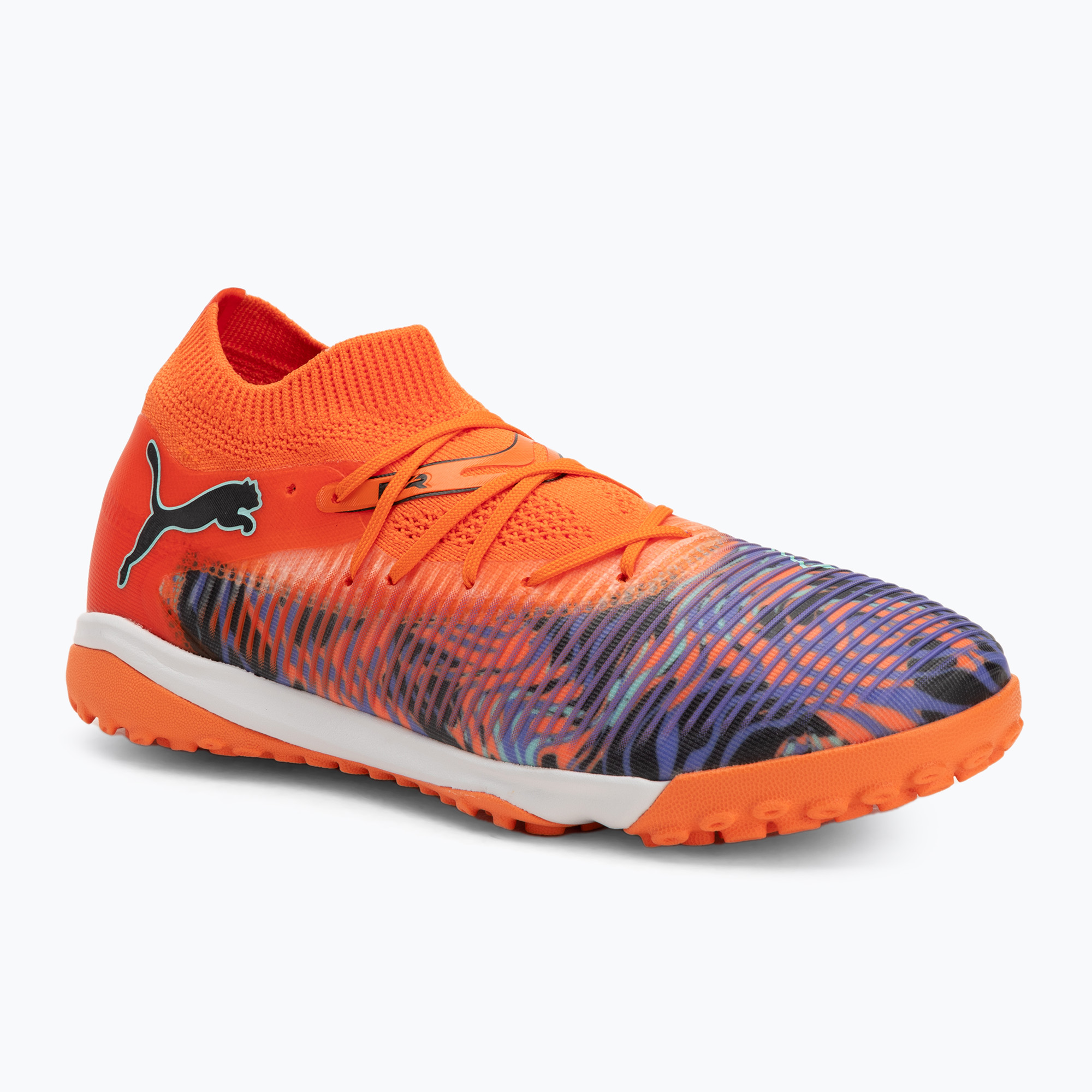 Buty piłkarskie dziecięce PUMA Future 8 Match Creativity TT orange poppy/black/dark amethyst/electric peppermint | WYSYŁKA W 24H | 30 DNI NA ZWROT