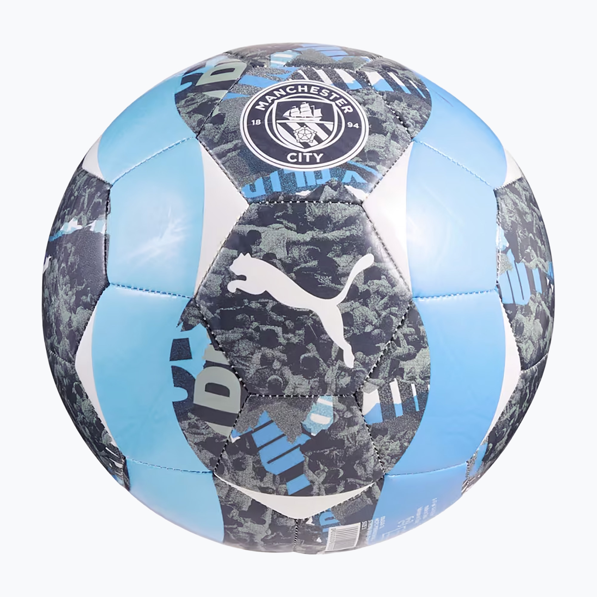 Piłka do piłki nożnej PUMA MCFC PreMatch strong gray/team light blue rozmiar 5 