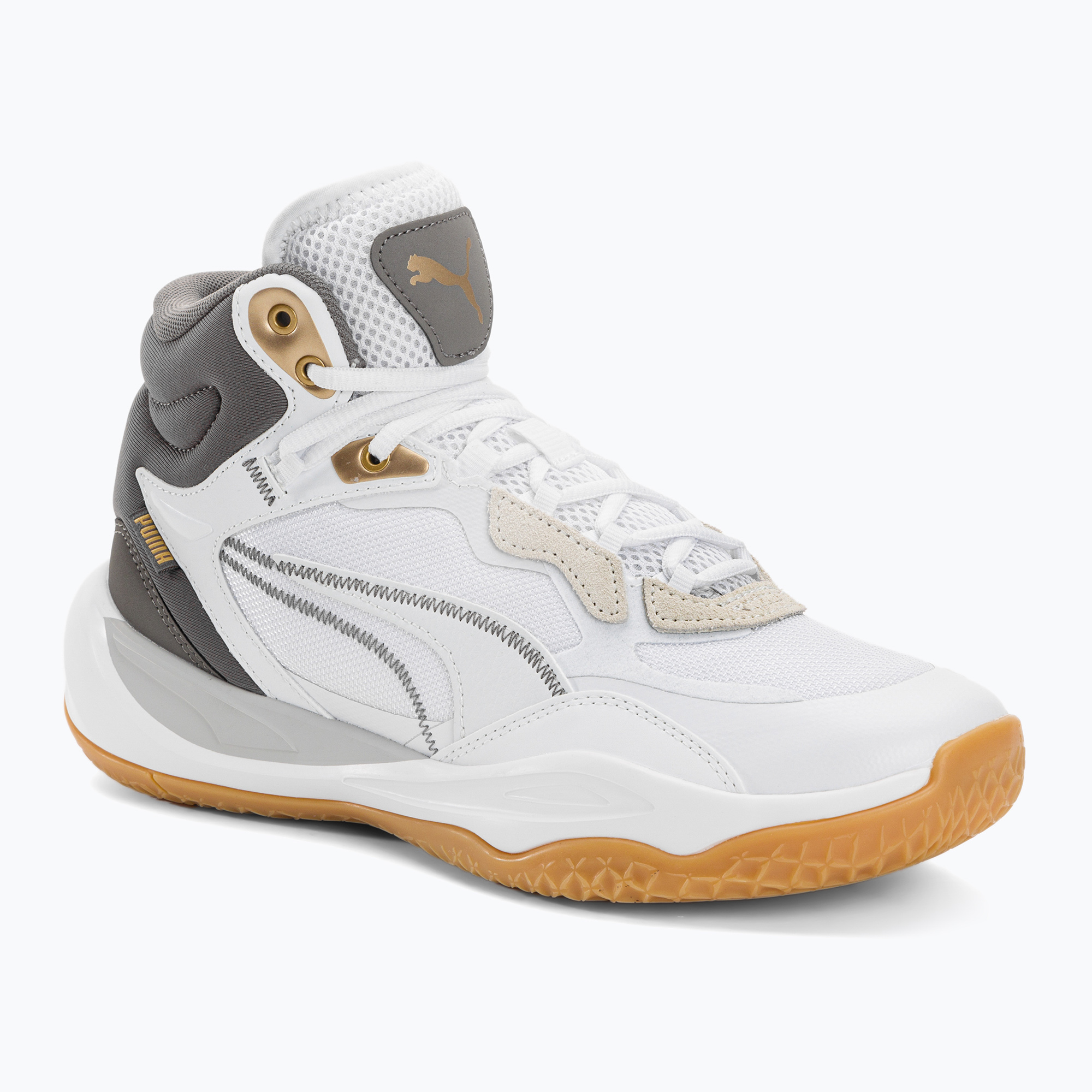 Buty do koszykówki męskie PUMA Playmaker Pro Mid Trophies ash gray/cast iron/puma gold | WYSYŁKA W 24H | 30 DNI NA ZWROT