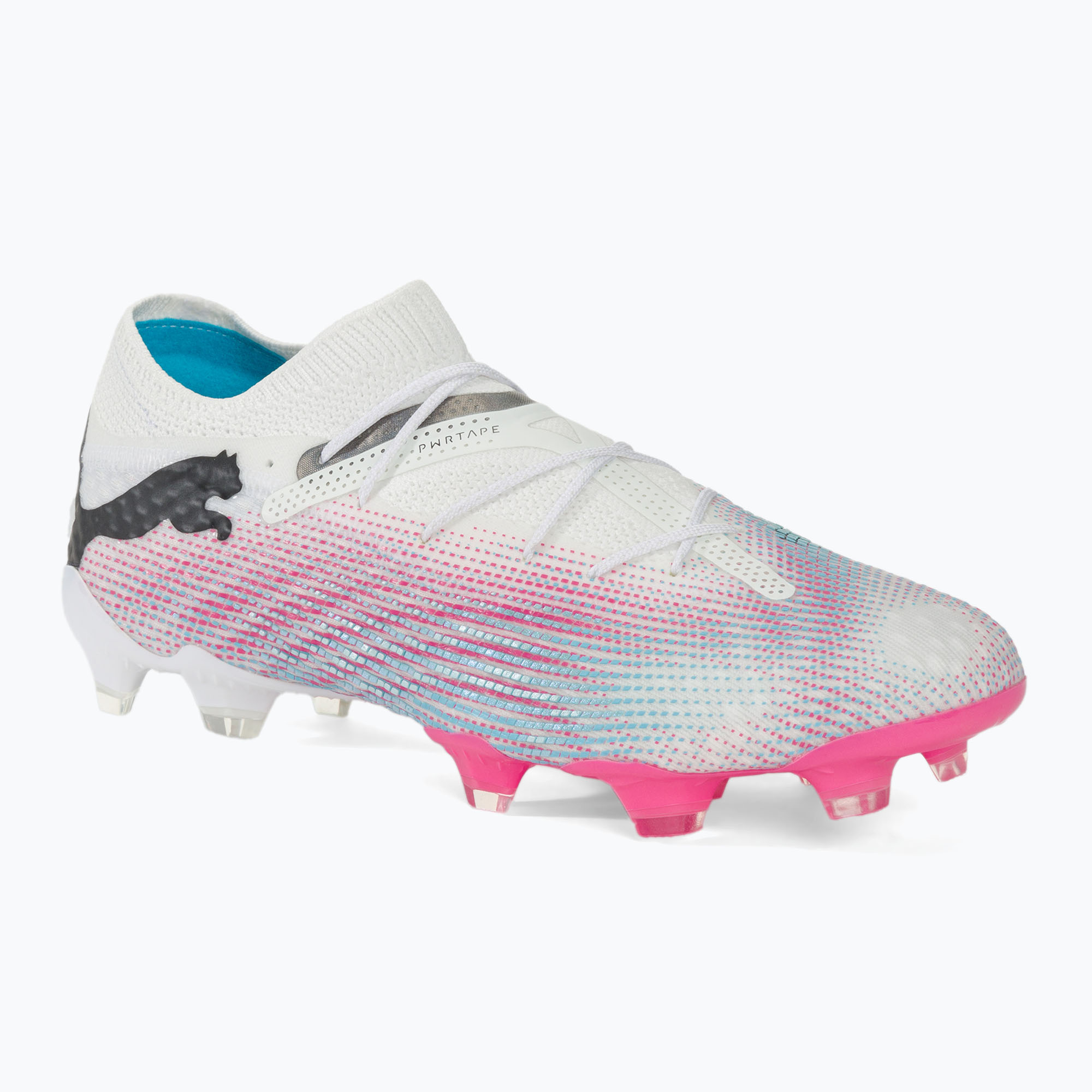 Buty piłkarskie PUMA Future 7 Ultimate Low FG/AG white/black/poison pink/bright aqua/silver mist | WYSYŁKA W 24H | 30 DNI NA ZWROT