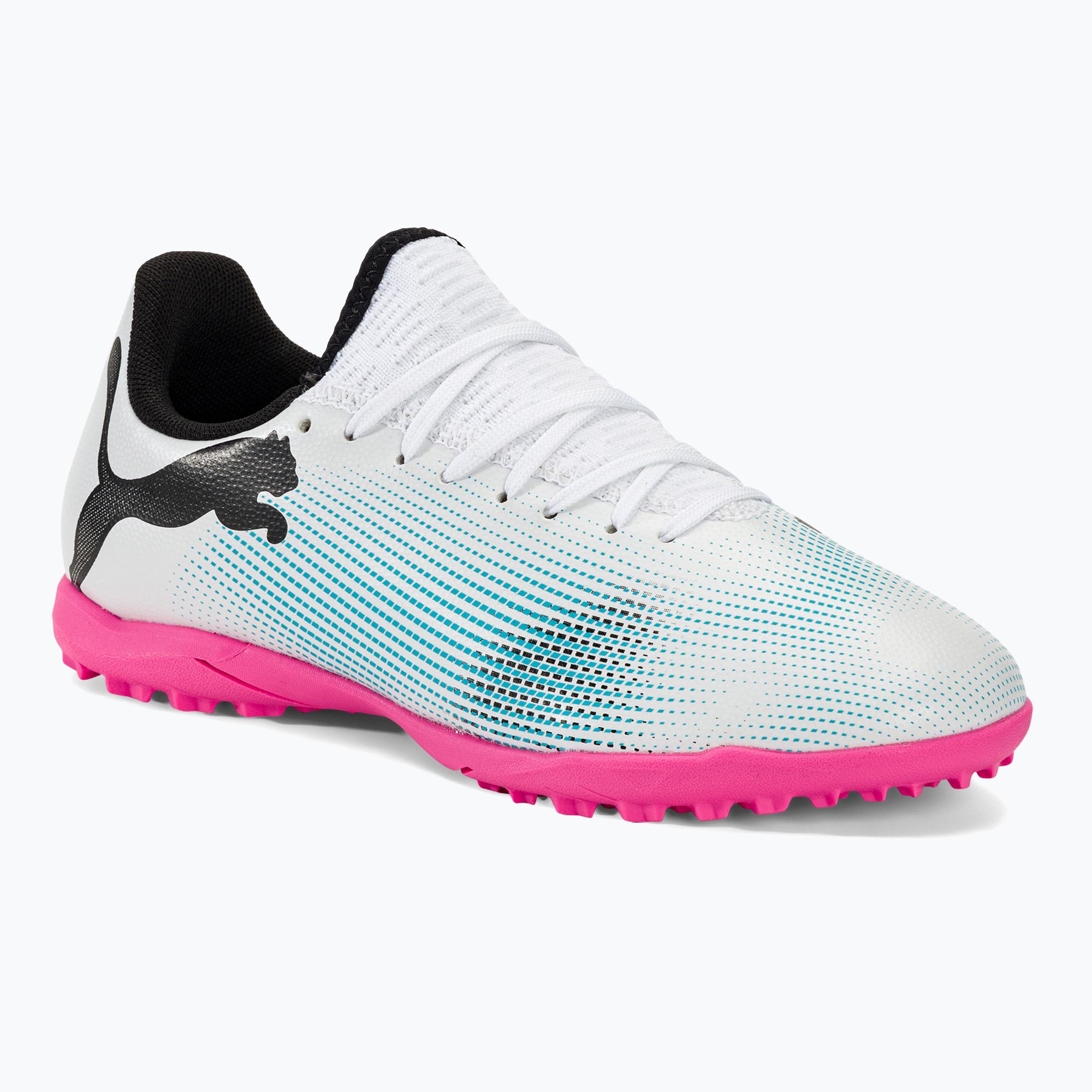 Zdjęcia - Buty piłkarskie Puma  dziecięce  Future 7 Play TT  white/ black/pois 