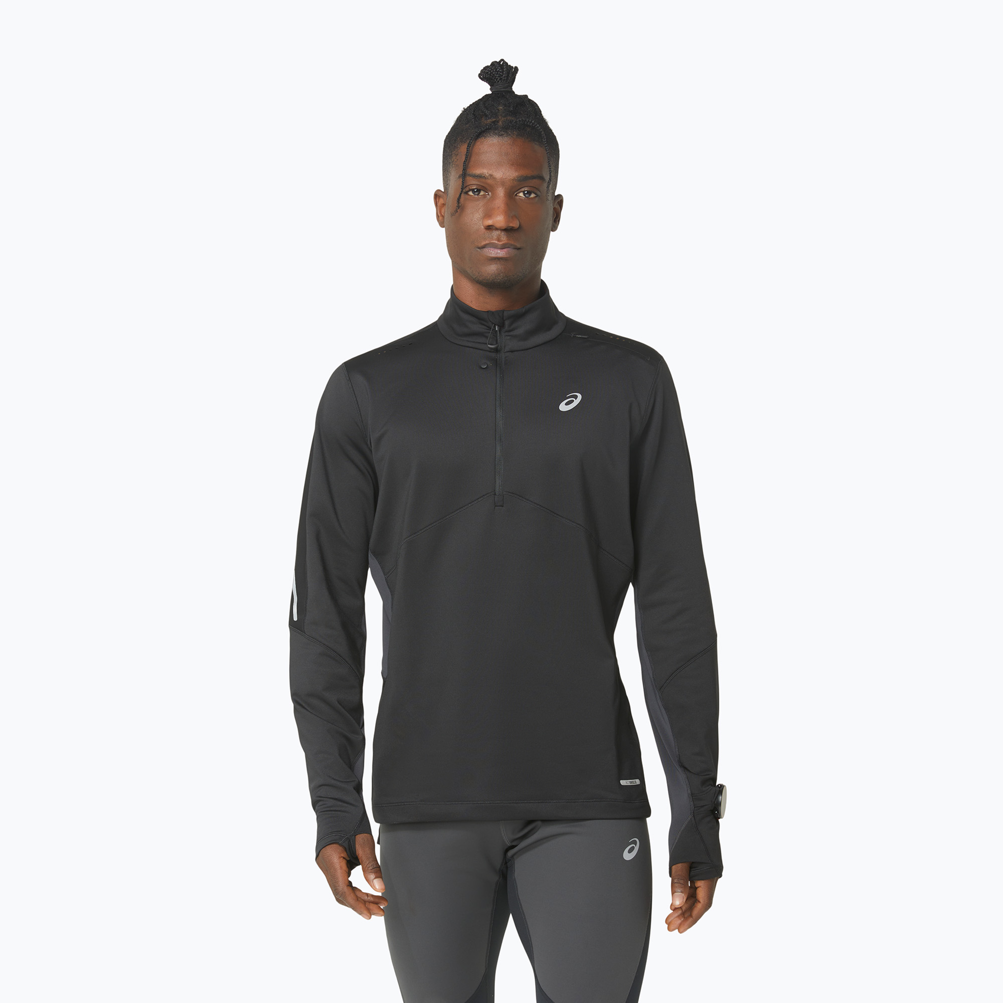 Bluza do biegania męska ASICS Winter Run 1/2 Mid Layer performance black/graphite grey | WYSYŁKA W 24H | 30 DNI NA ZWROT